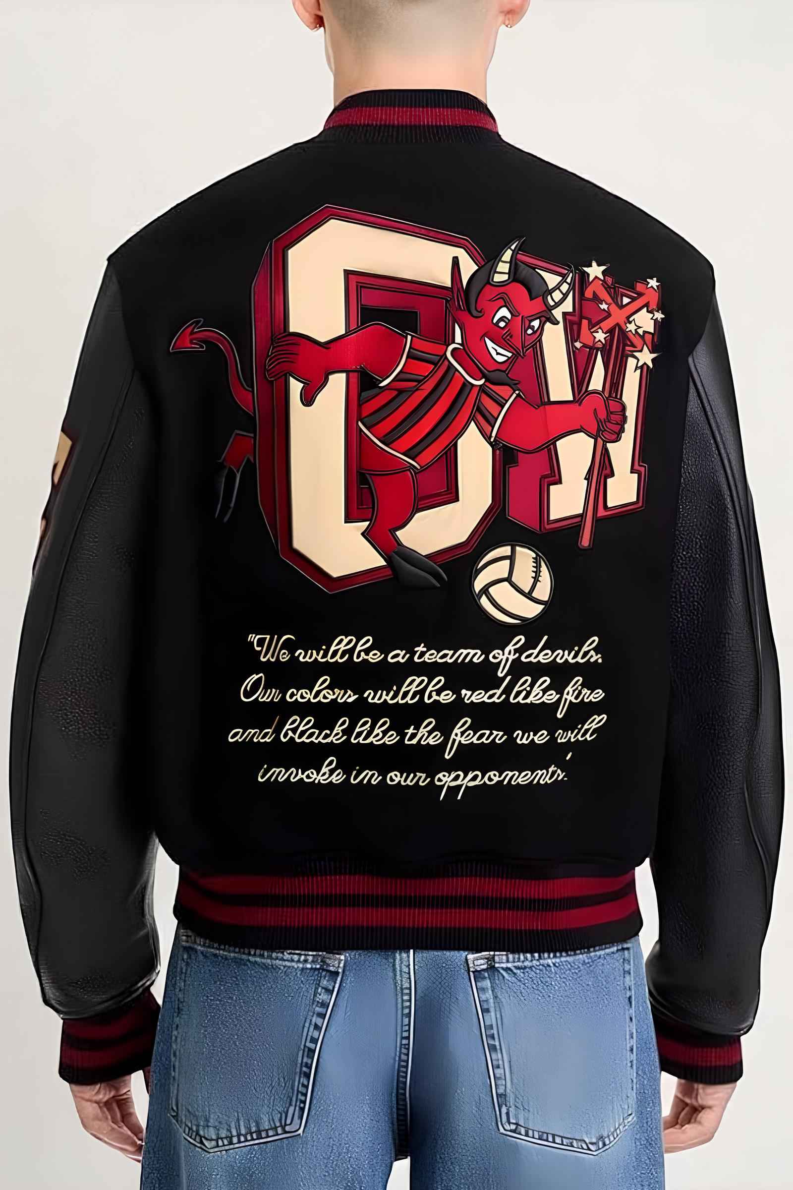 Off-white X A.c. Milan Logo-appliquéd Varsity Jacket