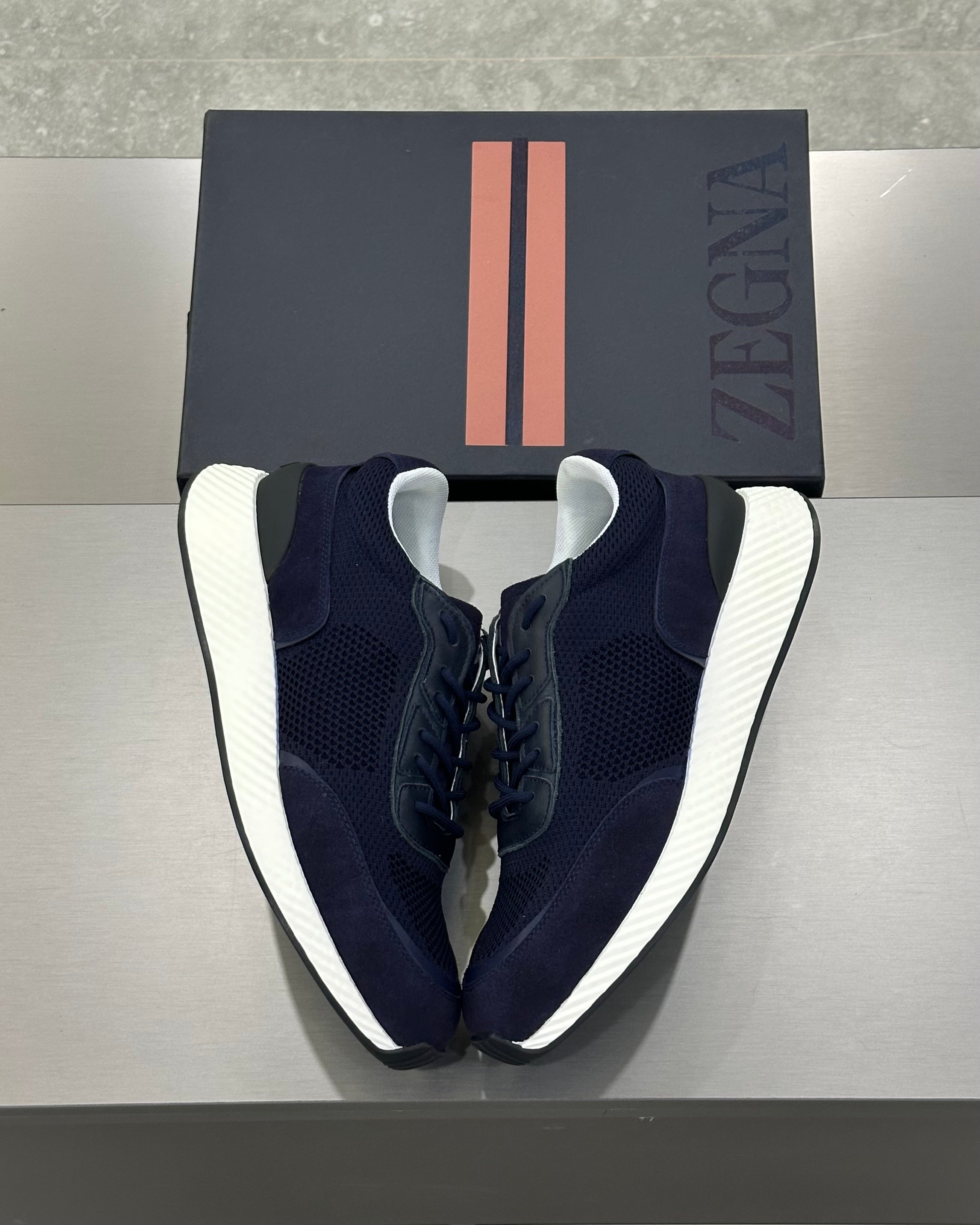 Zegna Techmerino Wool Sneakers - Bleu
