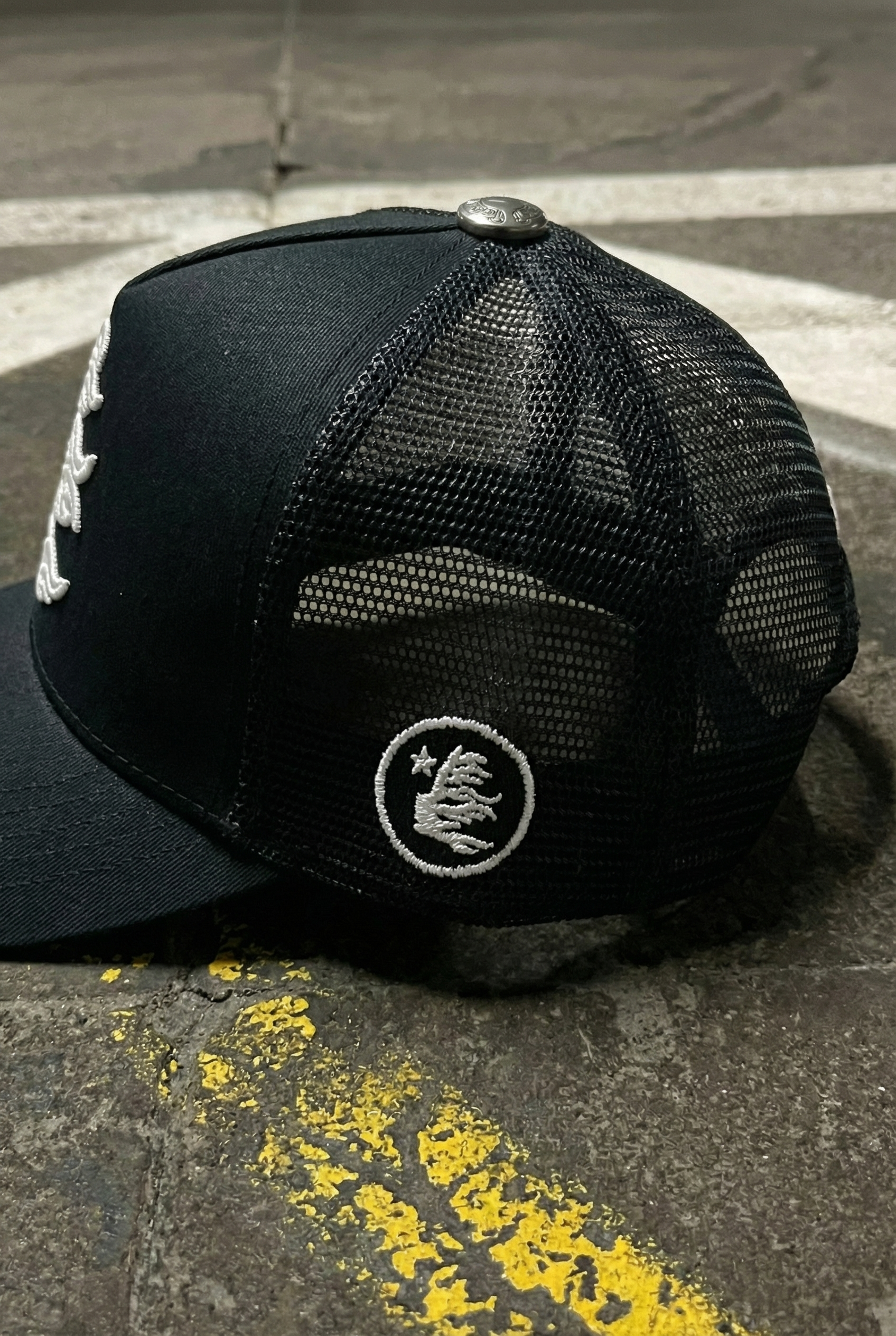 HELLSTAR Rhinestone Logo Cap | White Black