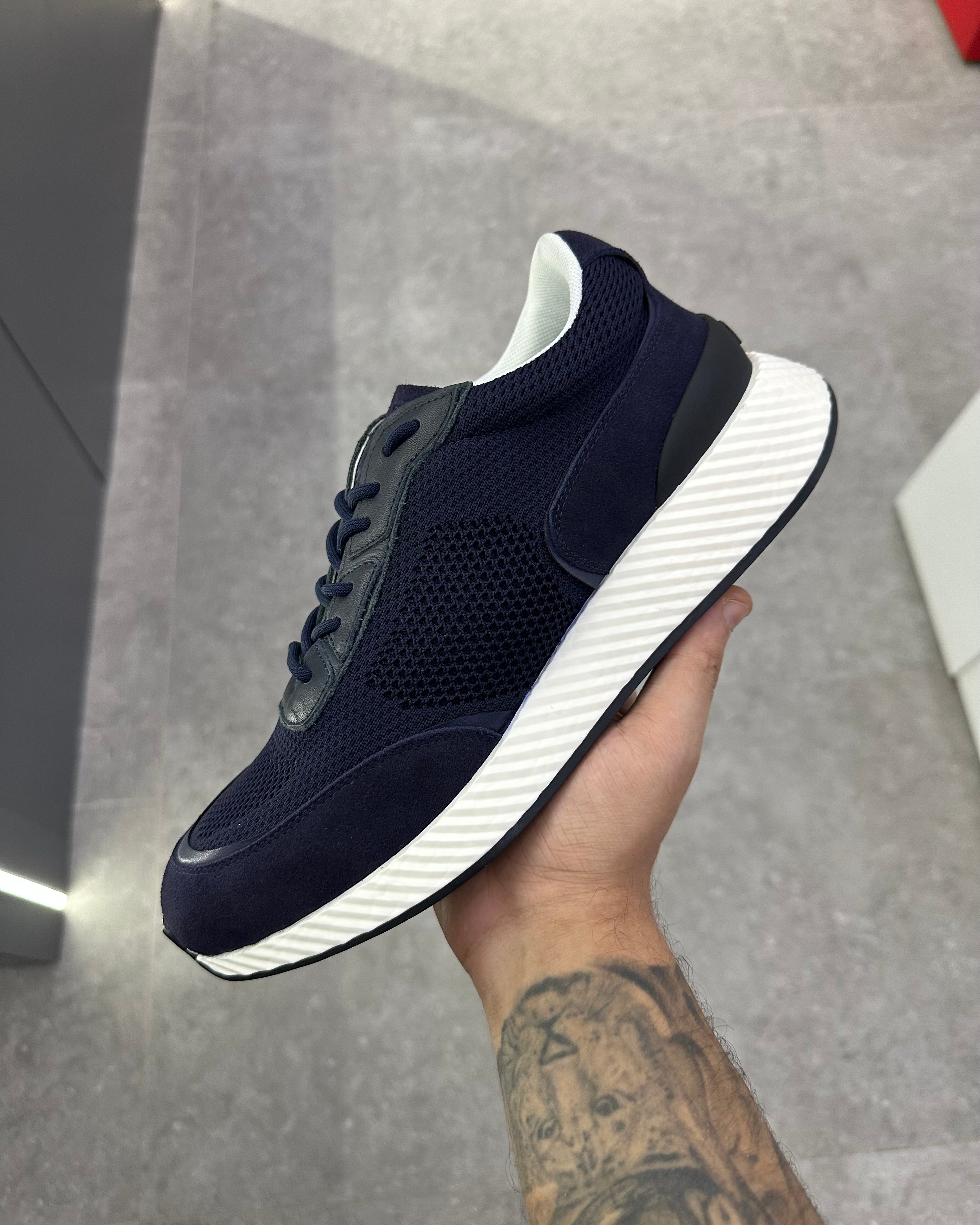 Zegna Techmerino Wool Sneakers - Bleu