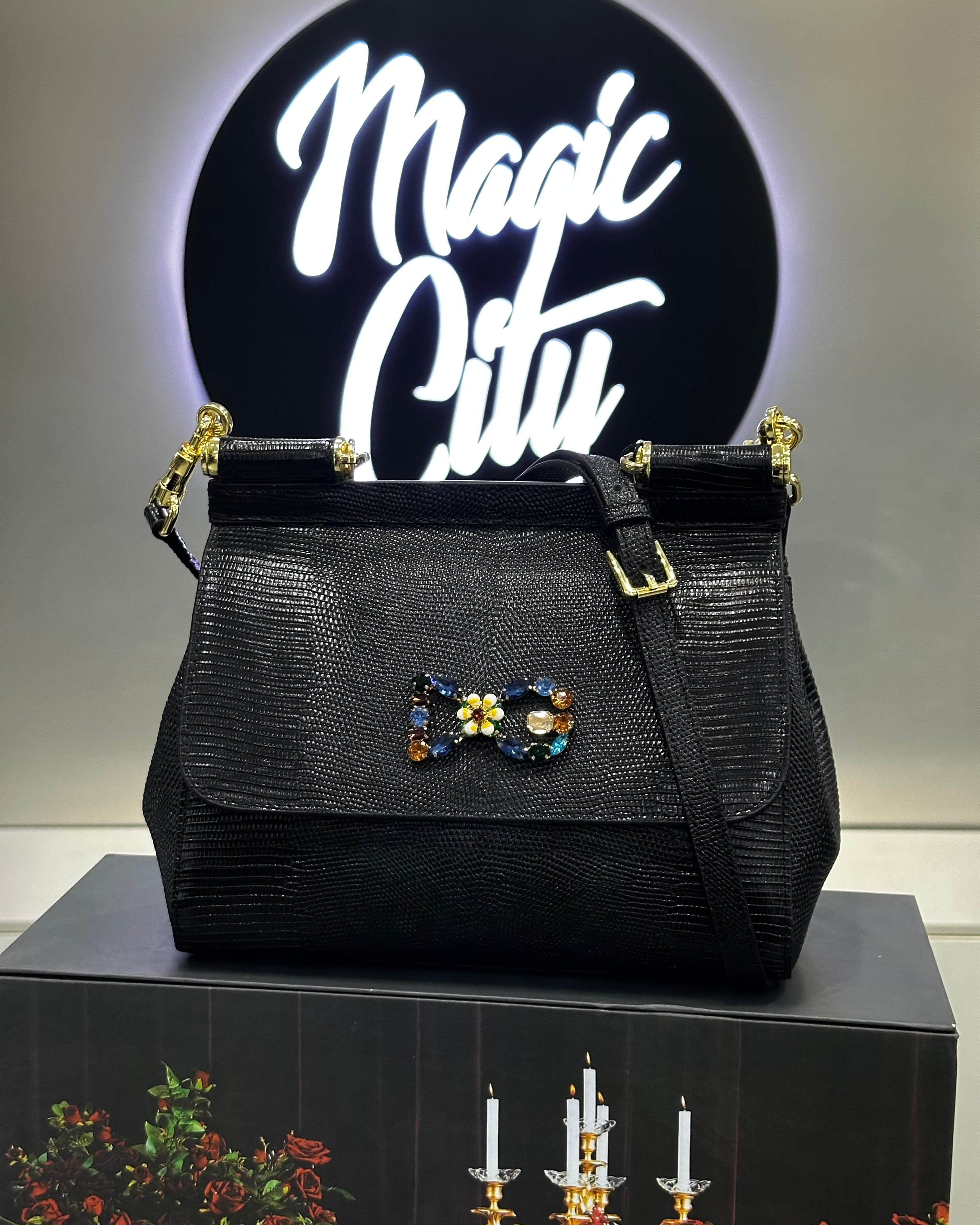 Dolce & Gabbana Medium Sicily Embossed Leather Satchel