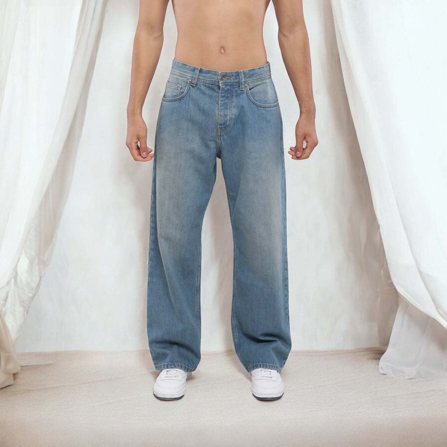 Billiorich Pantalon large en denim