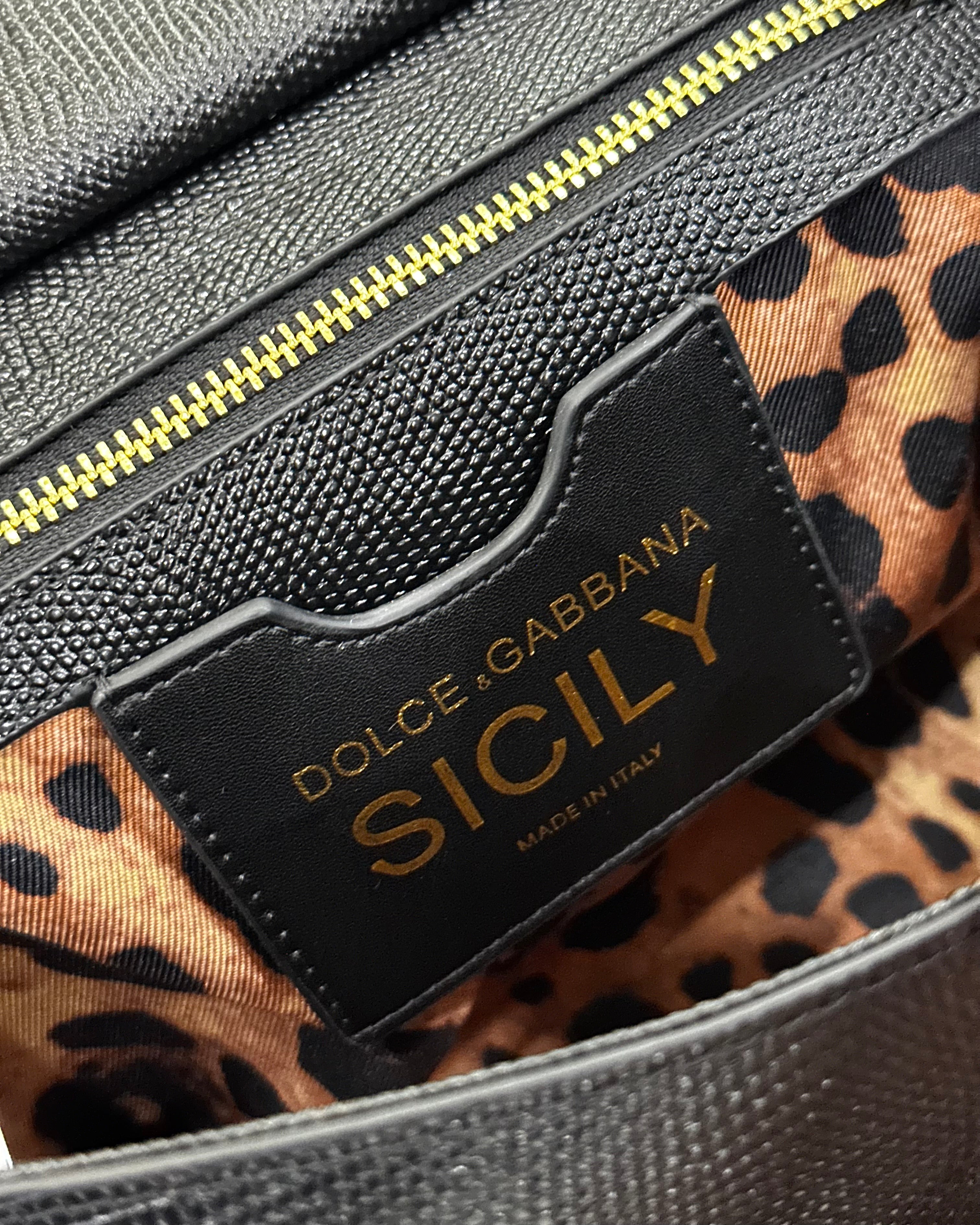 Dolce & Gabbana Medium Sicily Embossed Leather Satchel