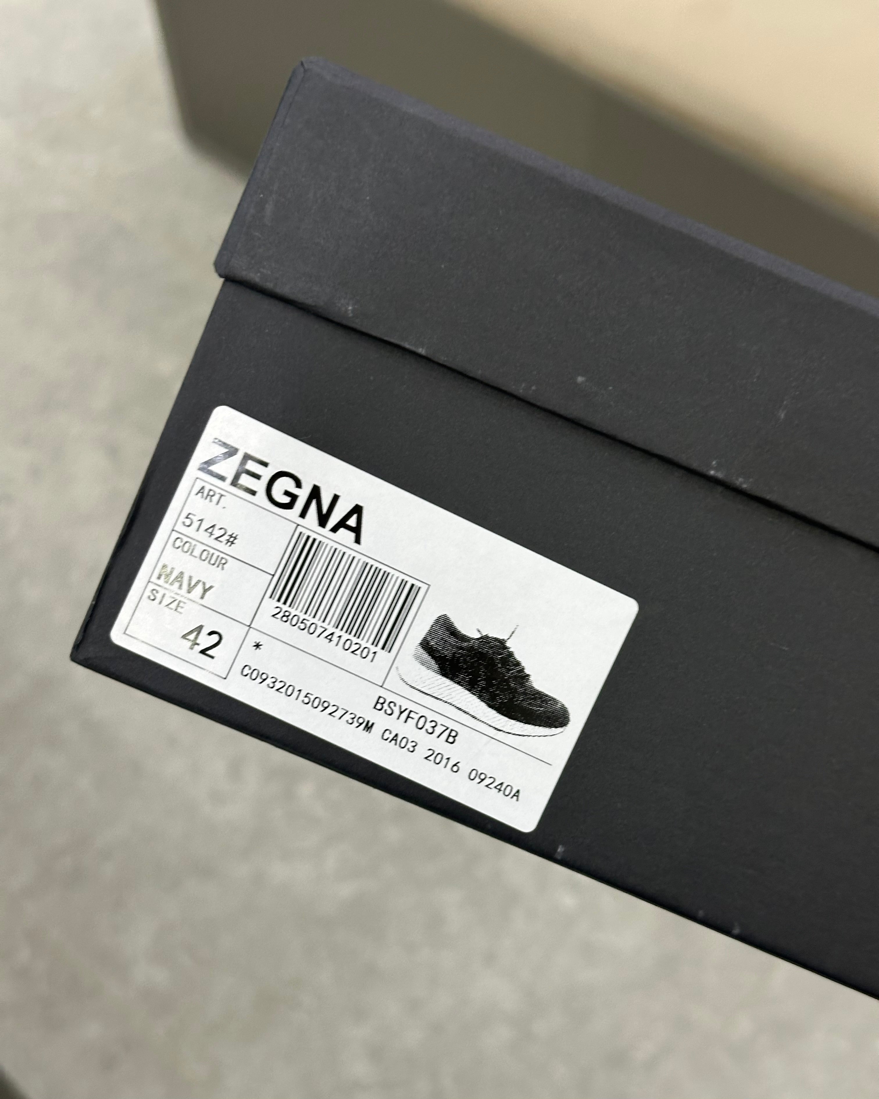 Zegna Techmerino Wool Sneakers - Bleu