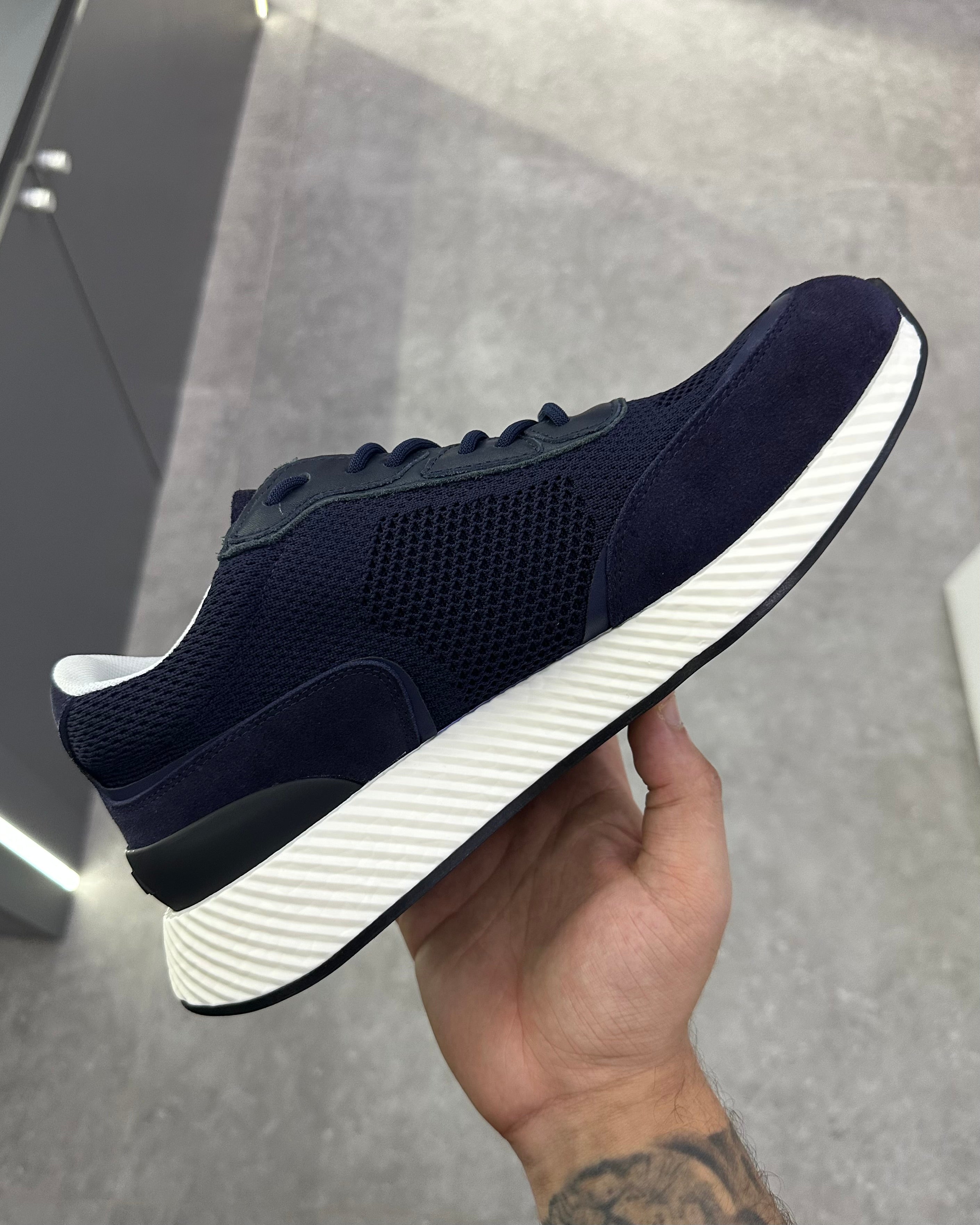 Zegna Techmerino Wool Sneakers - Bleu