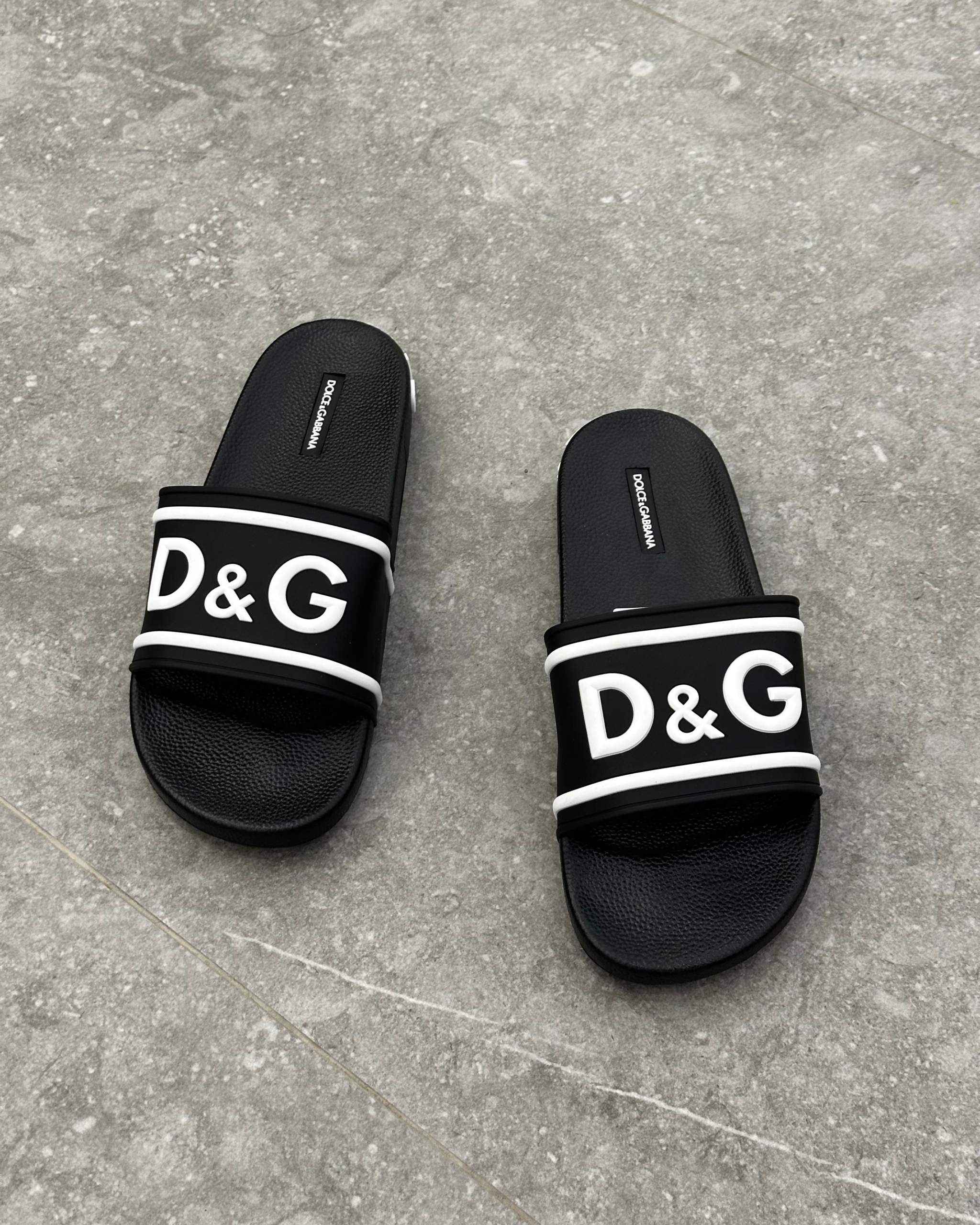 D&G Beachwear Sliders Black - MAGIC CITY