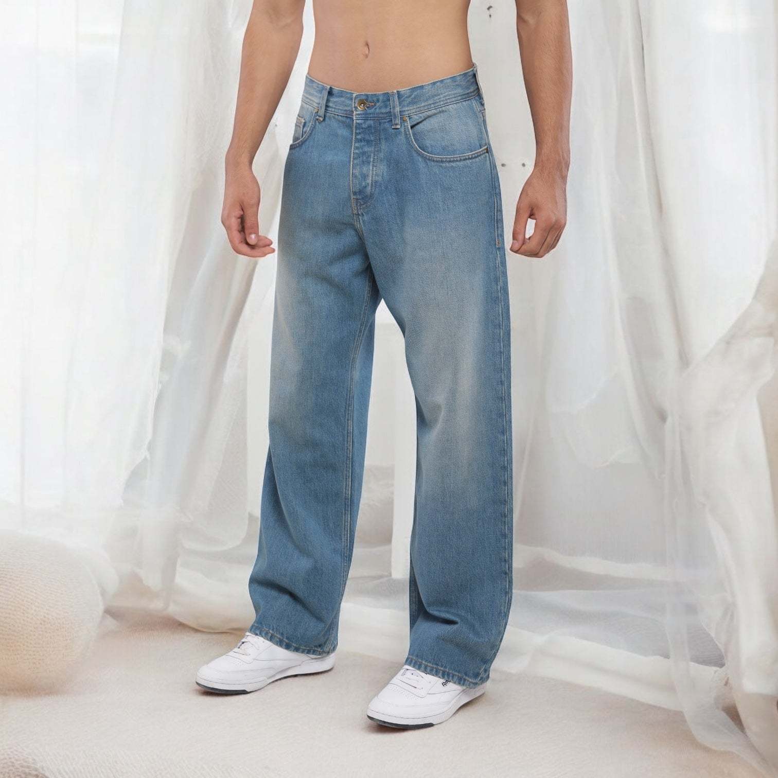 Billiorich Pantalon large en denim
