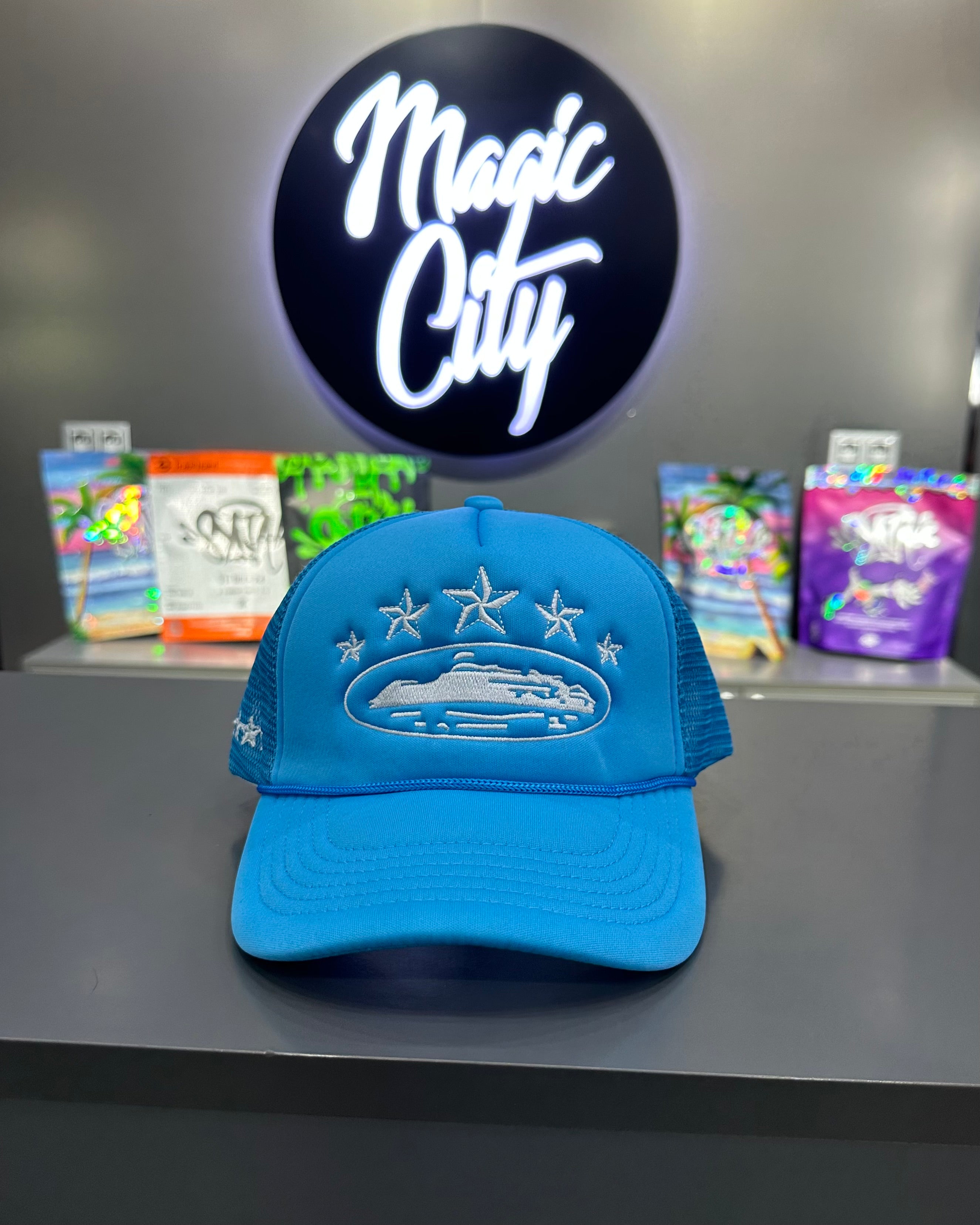 CORTEIZ 5 STARZ Alcatraz Trucker Hat – Baby Bleu