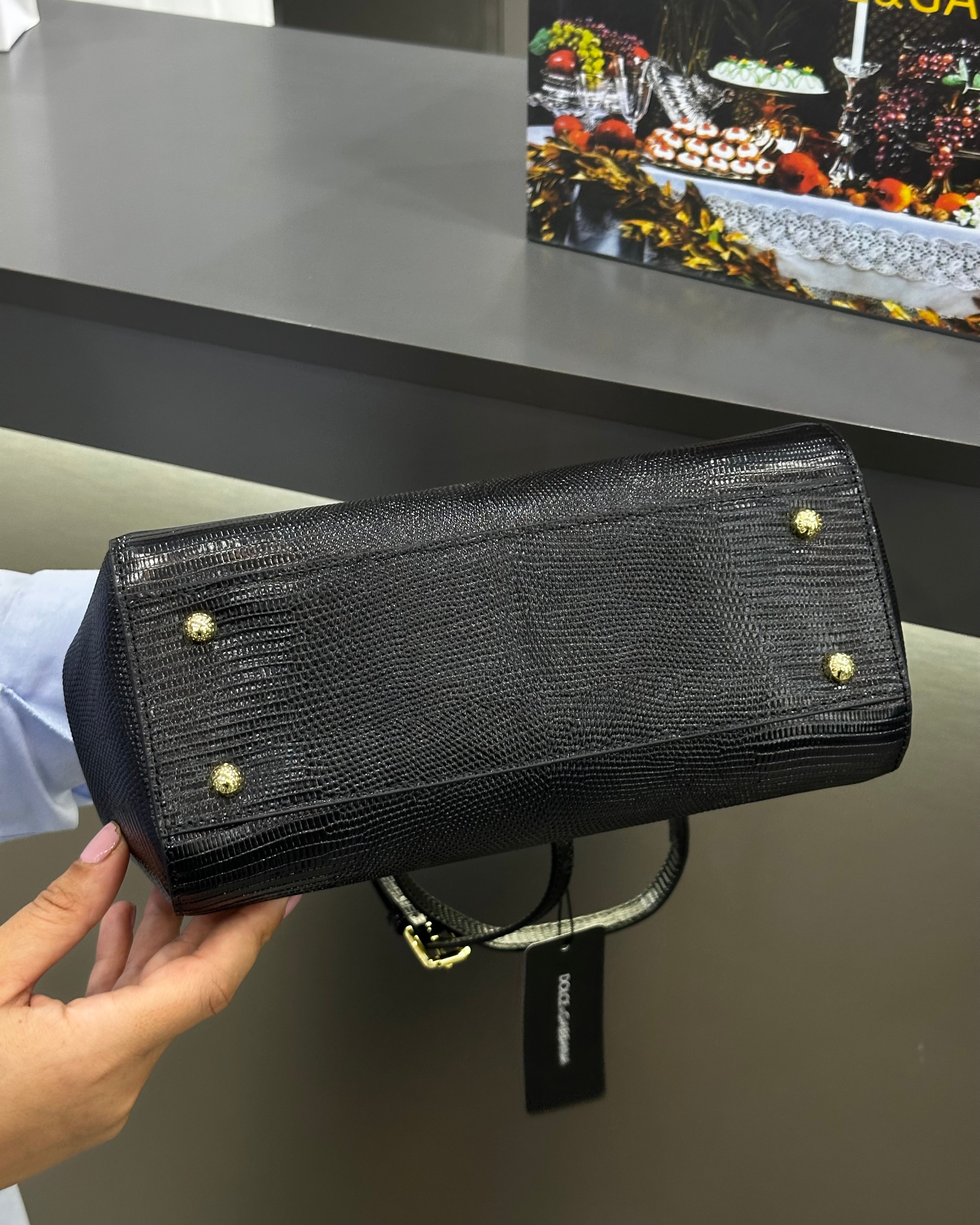 Dolce & Gabbana Medium Sicily Embossed Leather Satchel