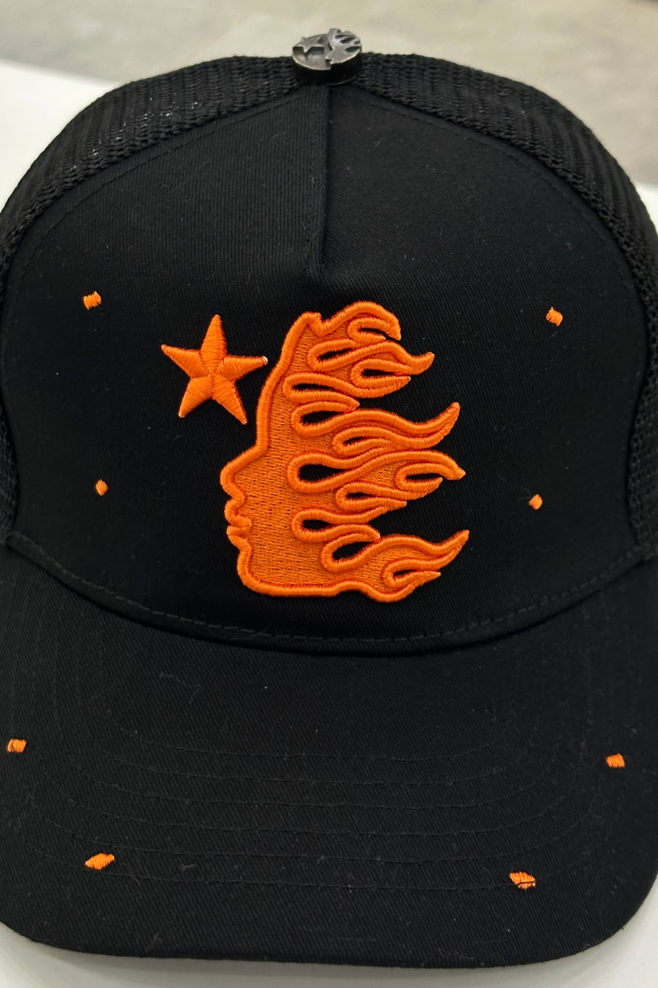 HELLSTAR Rhinestone Logo Cap | Orange Black