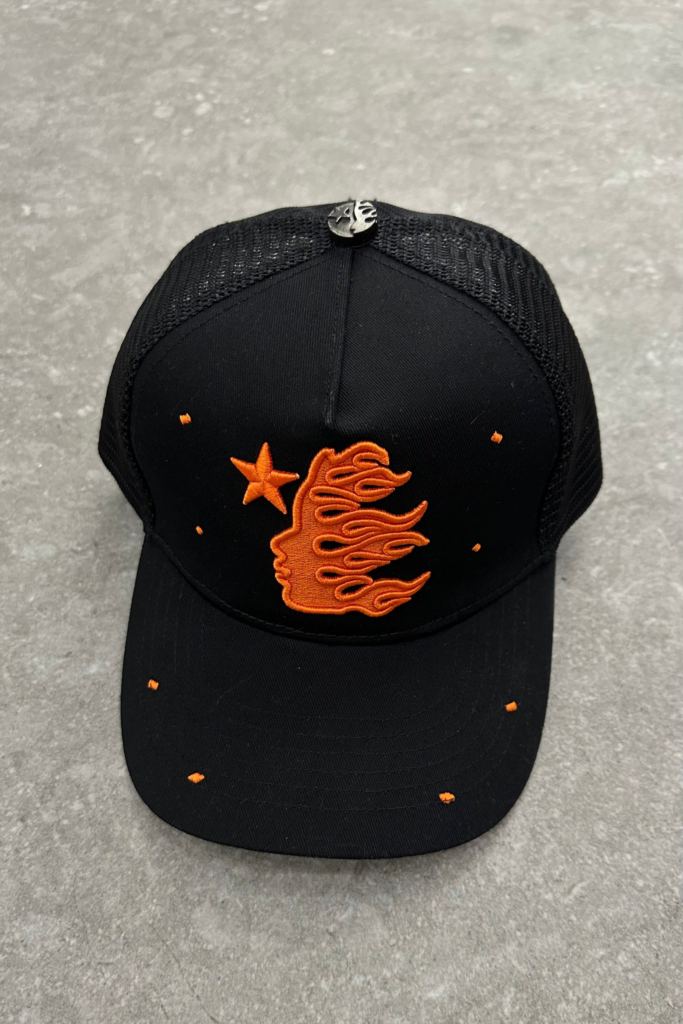 HELLSTAR Rhinestone Logo Cap | Orange Black