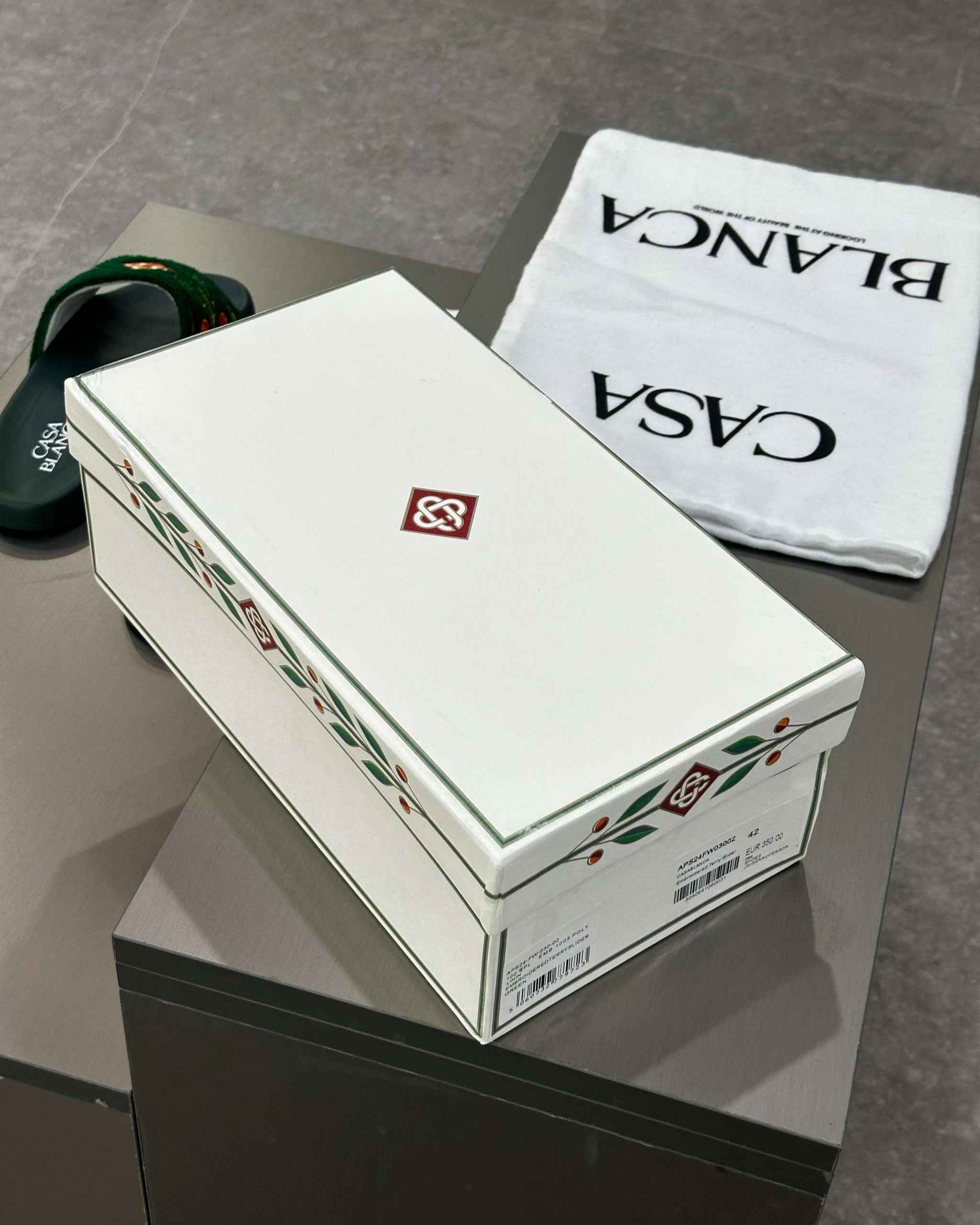 Casablanca Paris Embroidered terry slide Green - MAGIC CITY