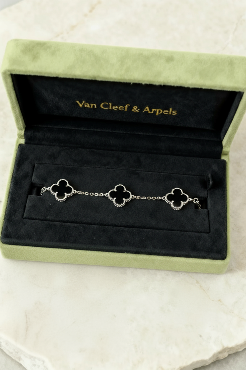 Van Cleef & Arpels Silver and black 5 Motif Alhambra - Stainless Steel