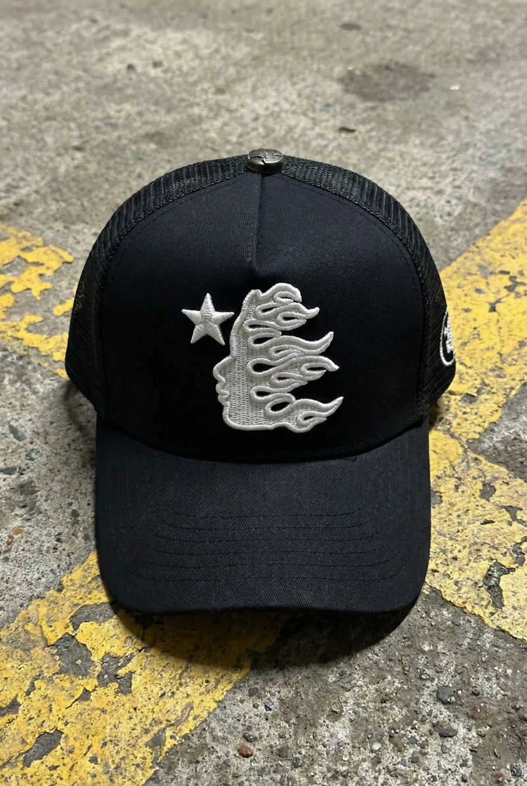 HELLSTAR Rhinestone Logo Cap | White Black