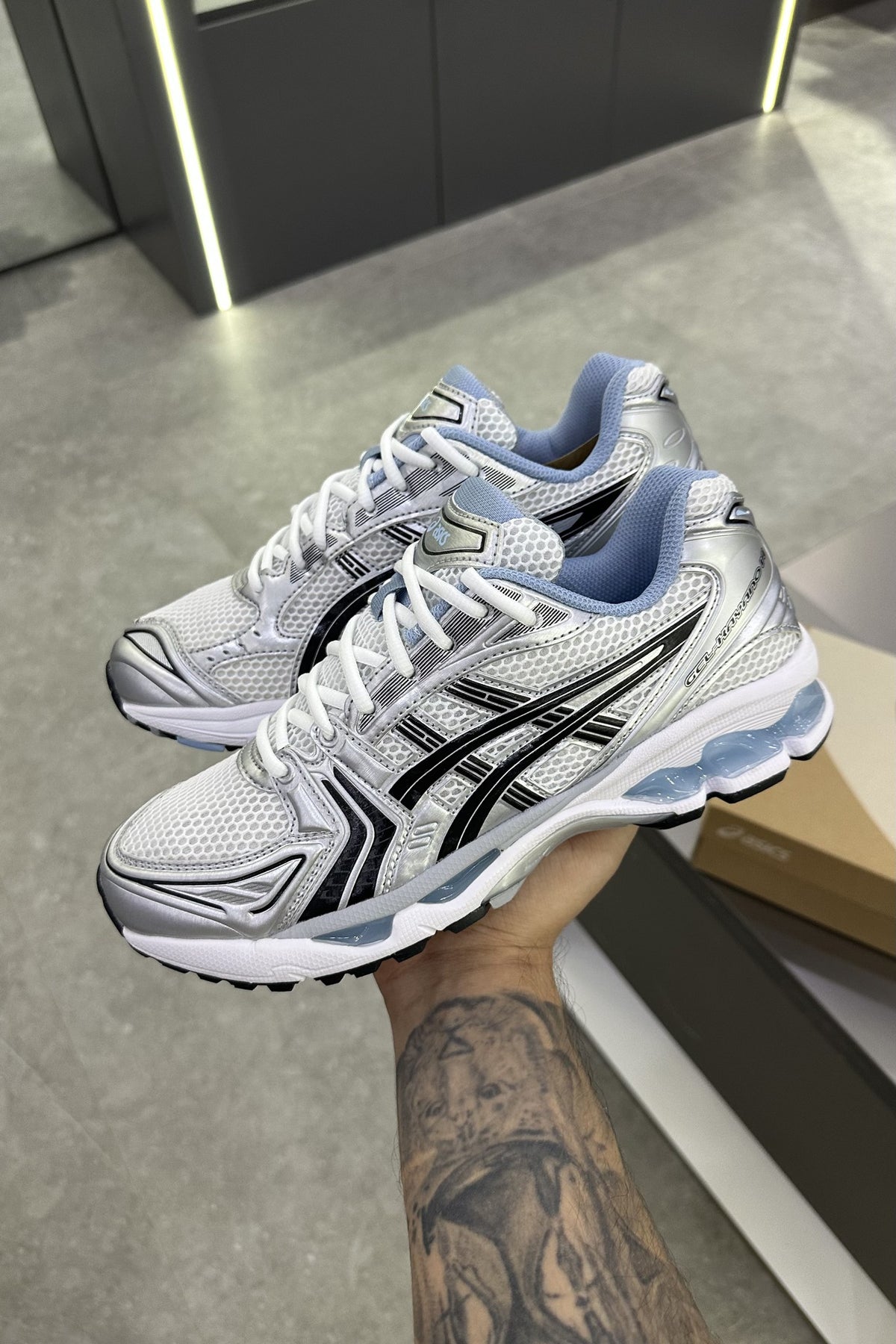 JJJJound x ASICS Gel-Kayano 14 White/Blue - lifestyle