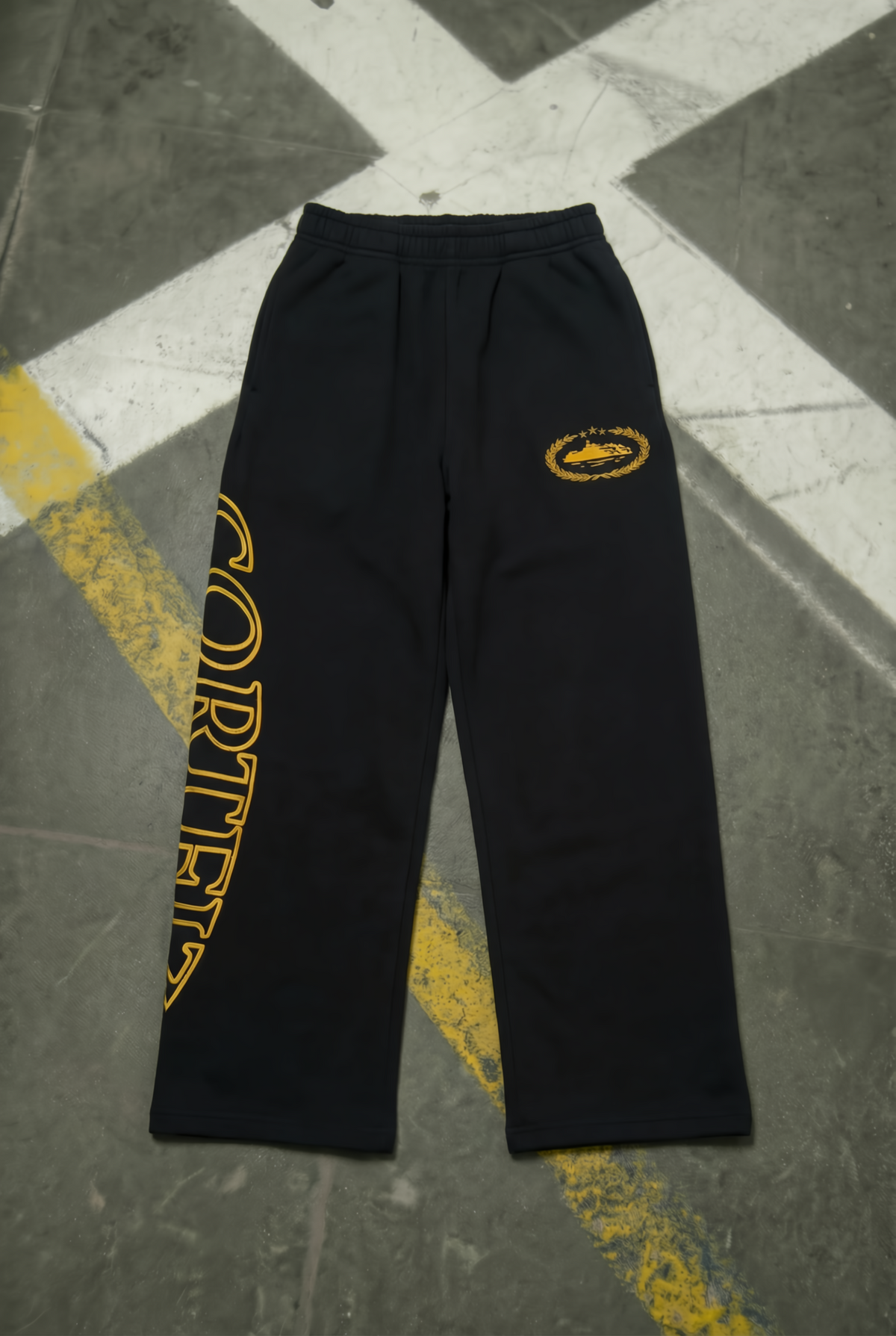 Corteiz Superior Royale Open Hem Pant - "Black/Yellow"