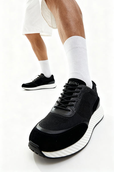 Zegna Techmerino Wool Sneakers - Black
