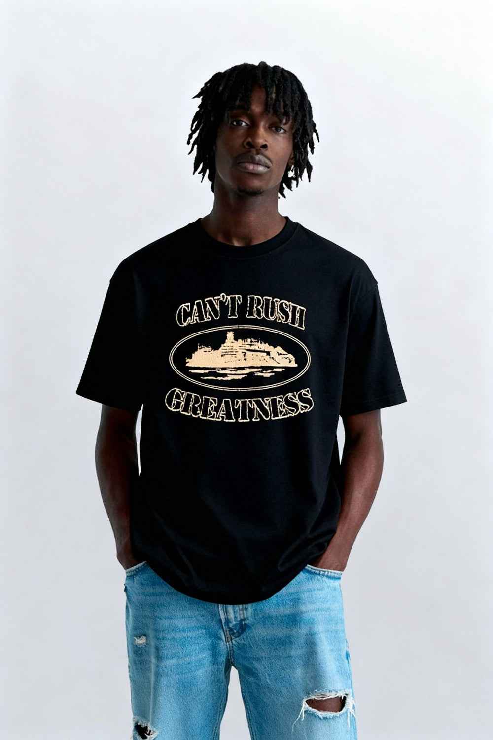 Corteiz × Cental Cee Can't Rush
Greatness Tee Black Men's - SS25 - MAGIC CITY