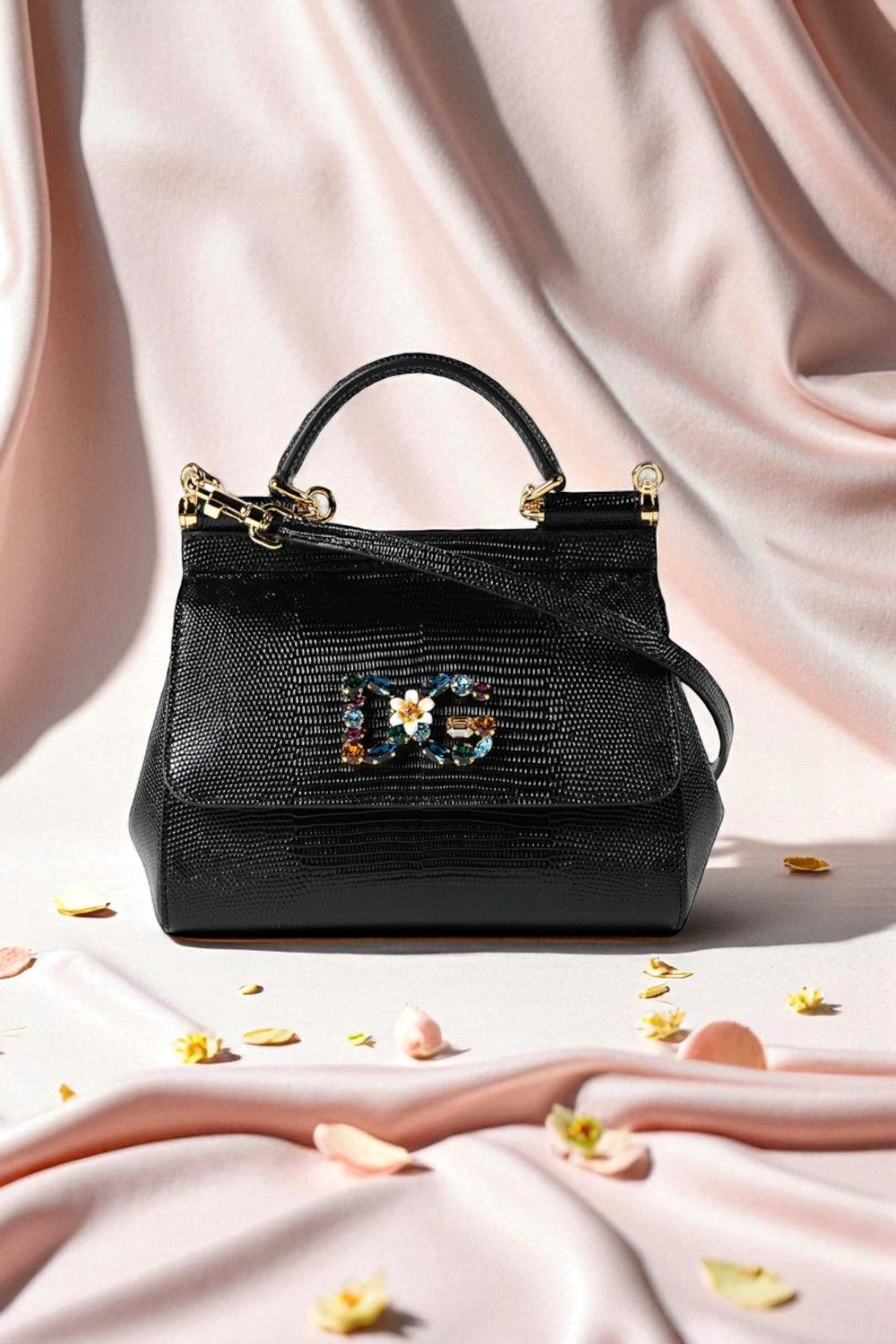 Dolce & Gabbana Medium Sicily Embossed Leather Satchel