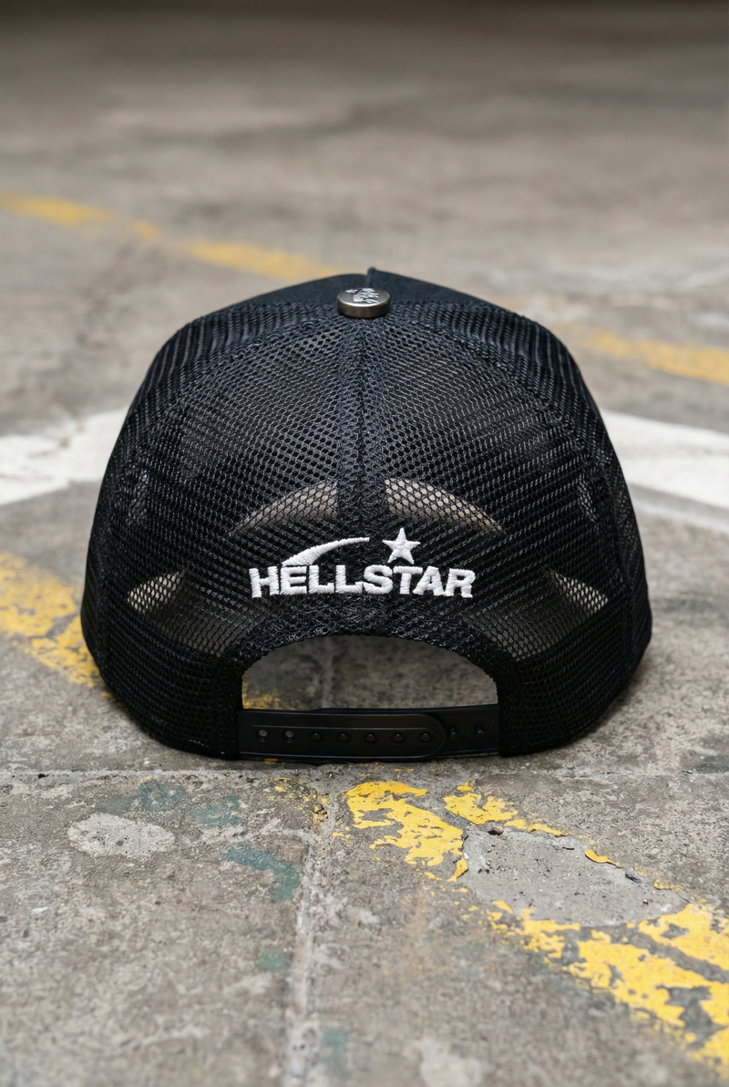 HELLSTAR Rhinestone Logo Cap | White Black