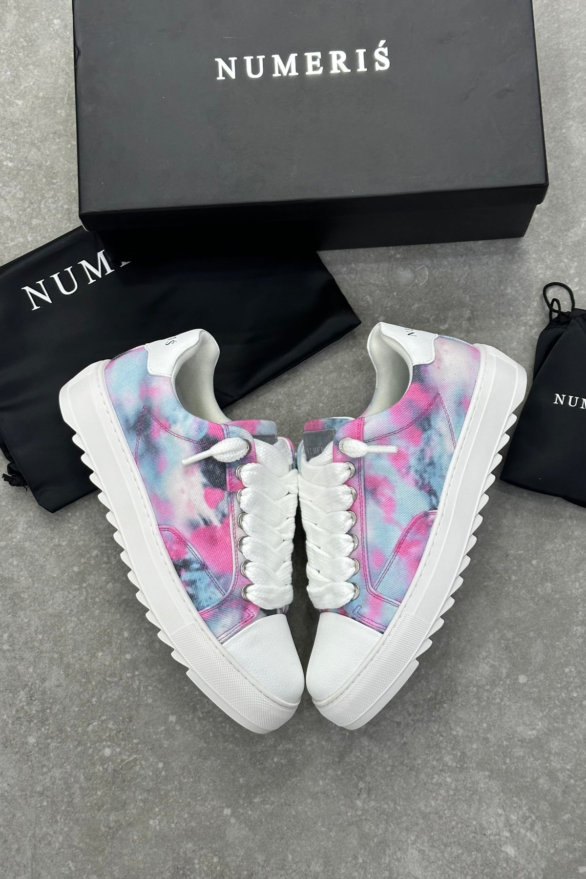 NUMERIS Low-Top Sneakers – Pink Teal Tie-Dye
