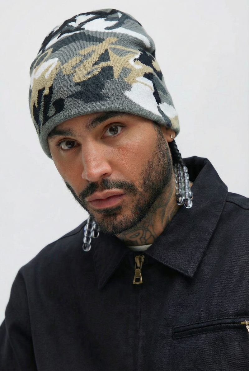 Corteiz camo beanie - Grey Black