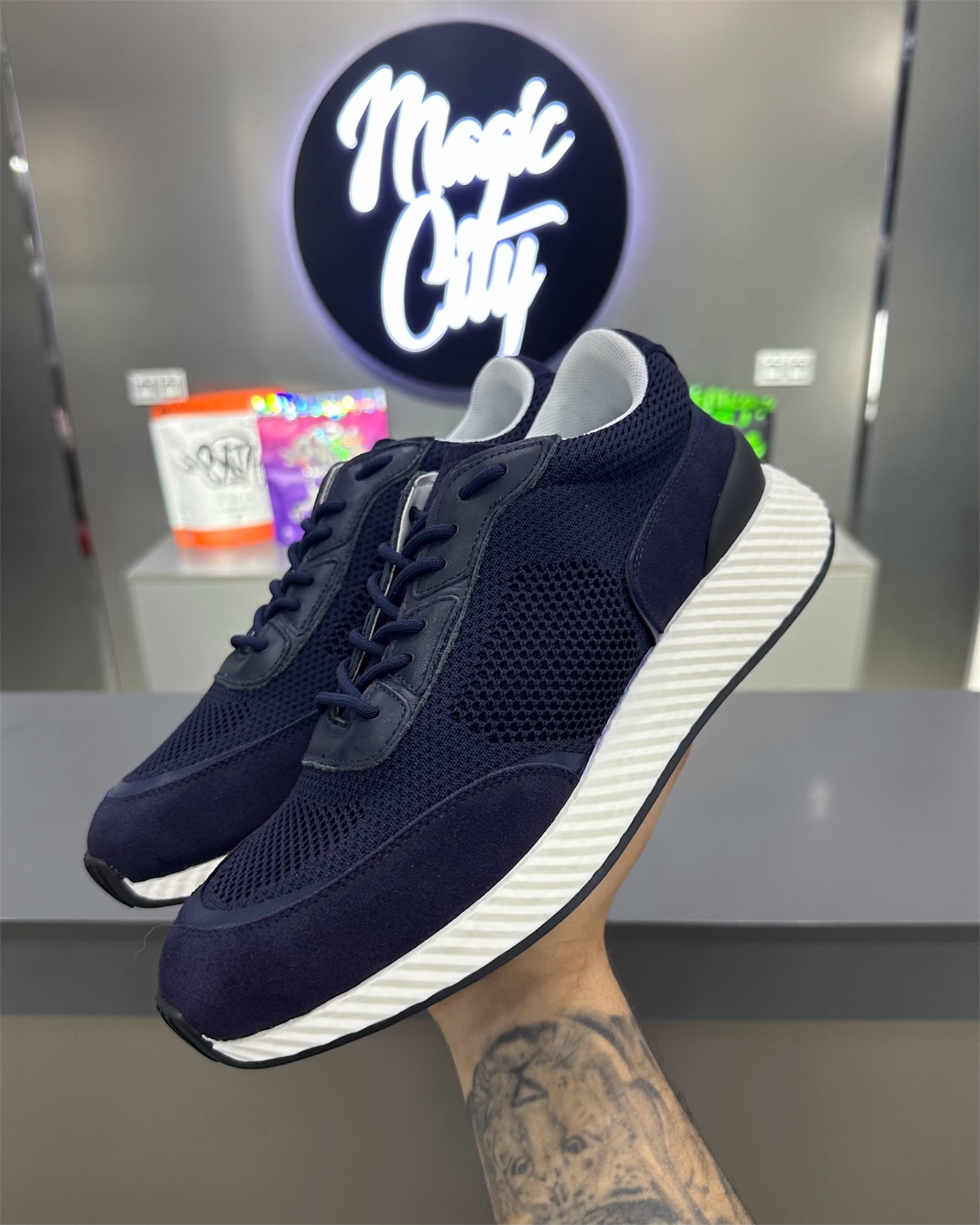 Zegna Techmerino Wool Sneakers - Bleu