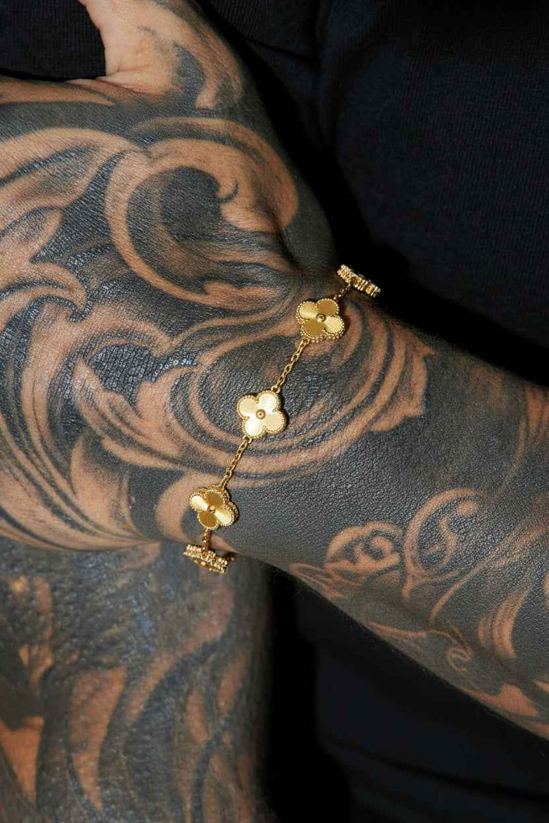 Van Cleef & Arpels Yellow Gold 5 Motif Vintage Alhambra - Stainless Steel