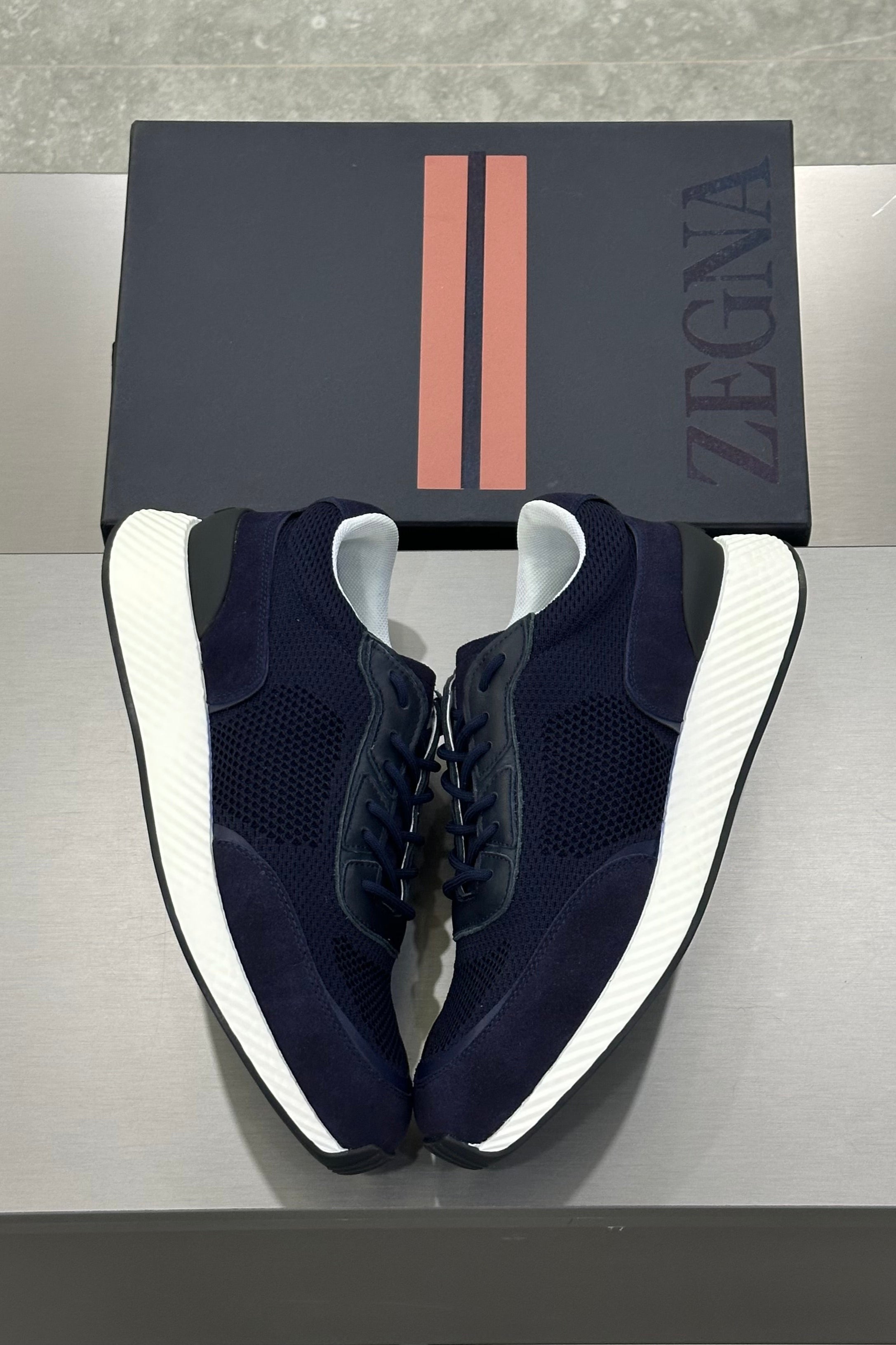 Zegna Techmerino Wool Sneakers - Bleu