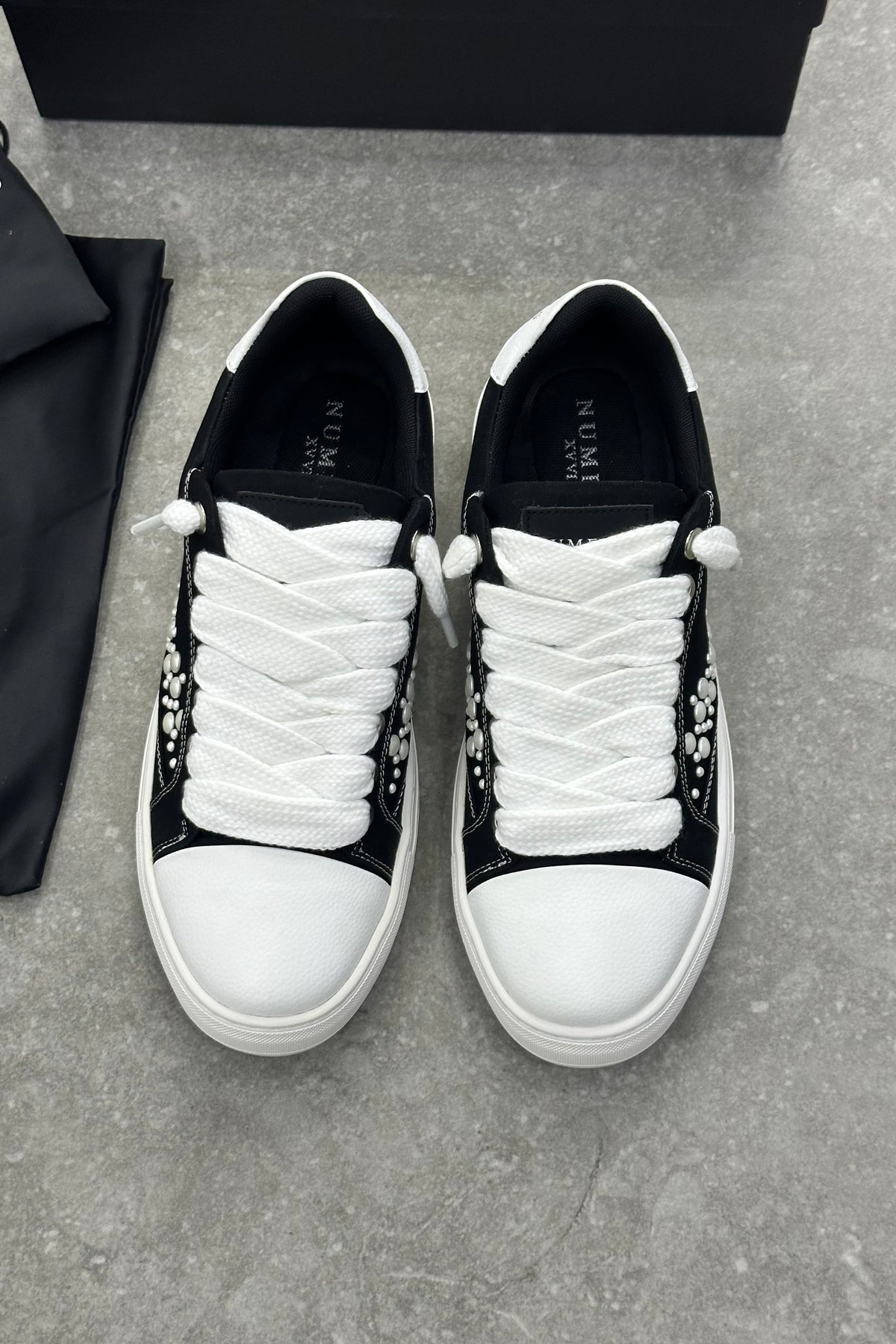 NUMERIS Low-Top Sneakers – Black Pearl Studded