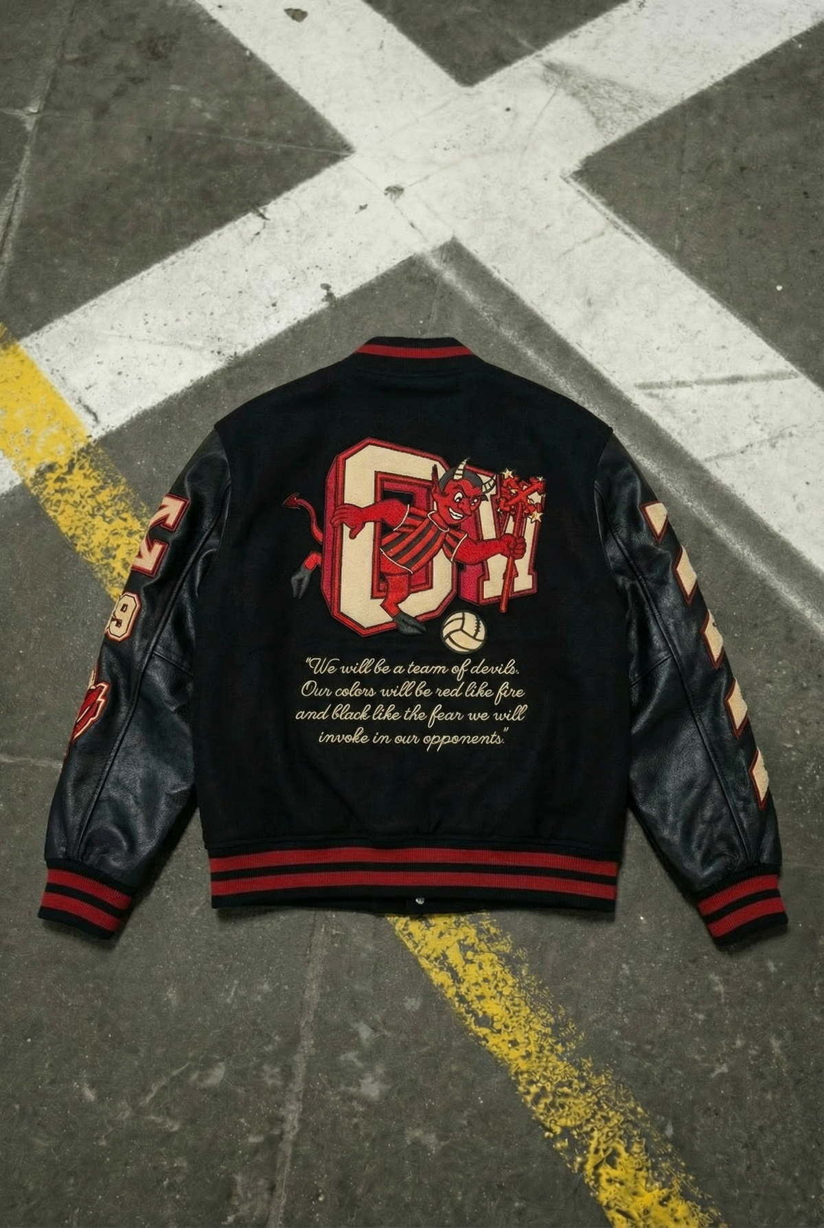 Off-white X A.c. Milan Logo-appliquéd Varsity Jacket