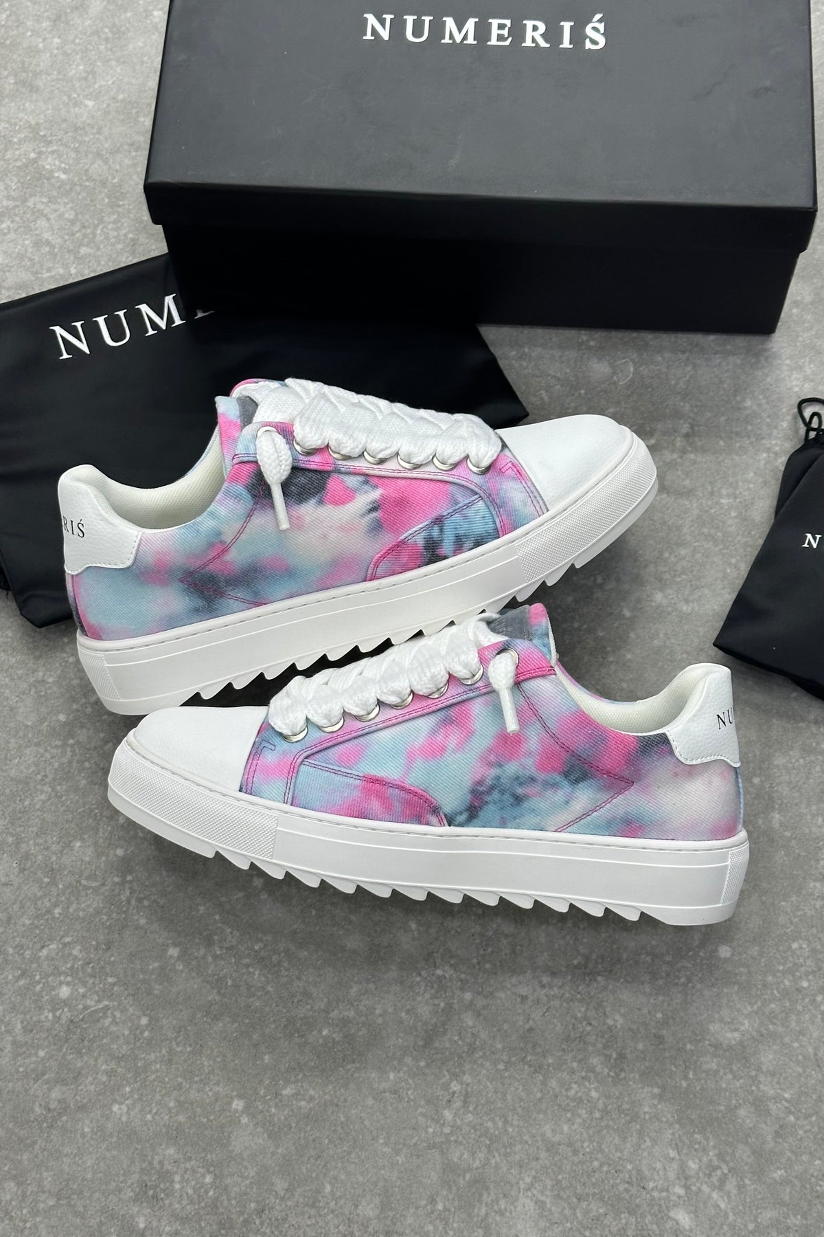 NUMERIS Low-Top Sneakers – Pink Teal Tie-Dye