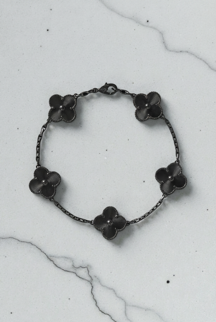 Van Cleef & Arpels FULL BLACK 5 Motif Vintage Alhambra - Stainless Steel