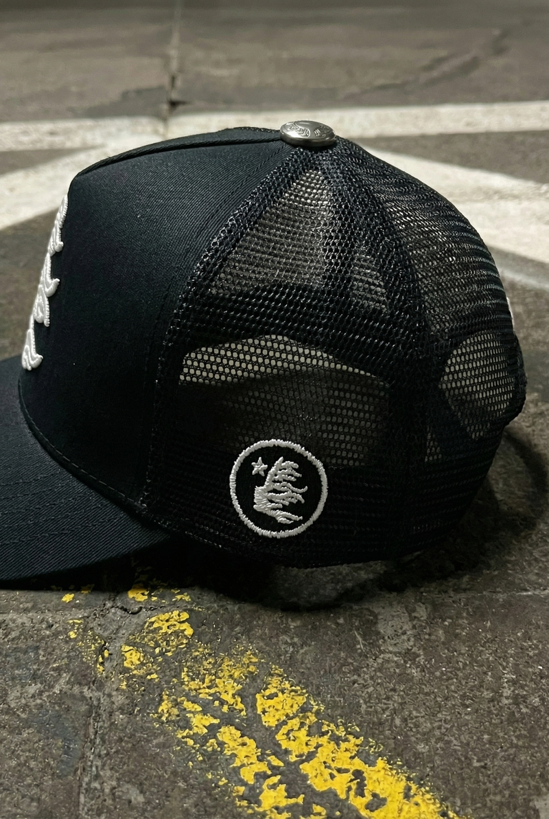 HELLSTAR Rhinestone Logo Cap | White Black
