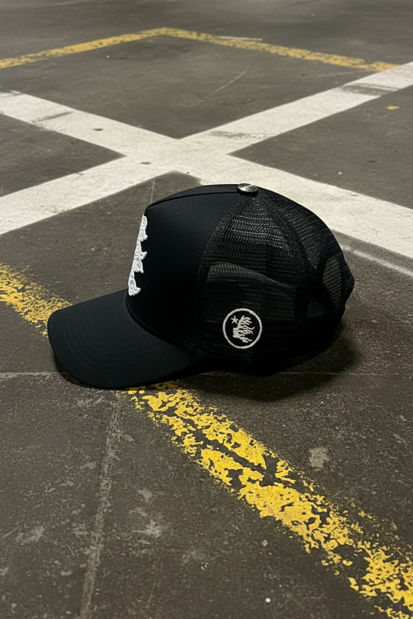 HELLSTAR Rhinestone Logo Cap | White Black