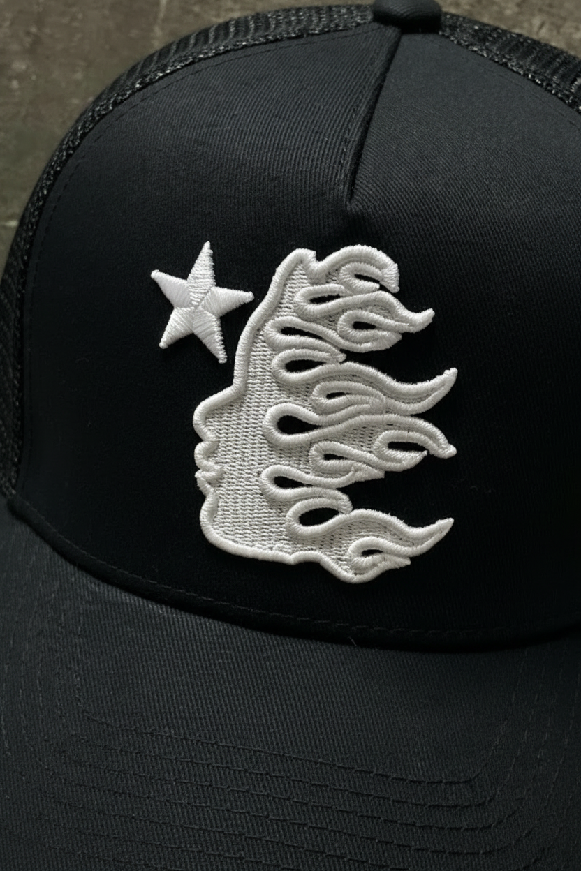 HELLSTAR Rhinestone Logo Cap | White Black