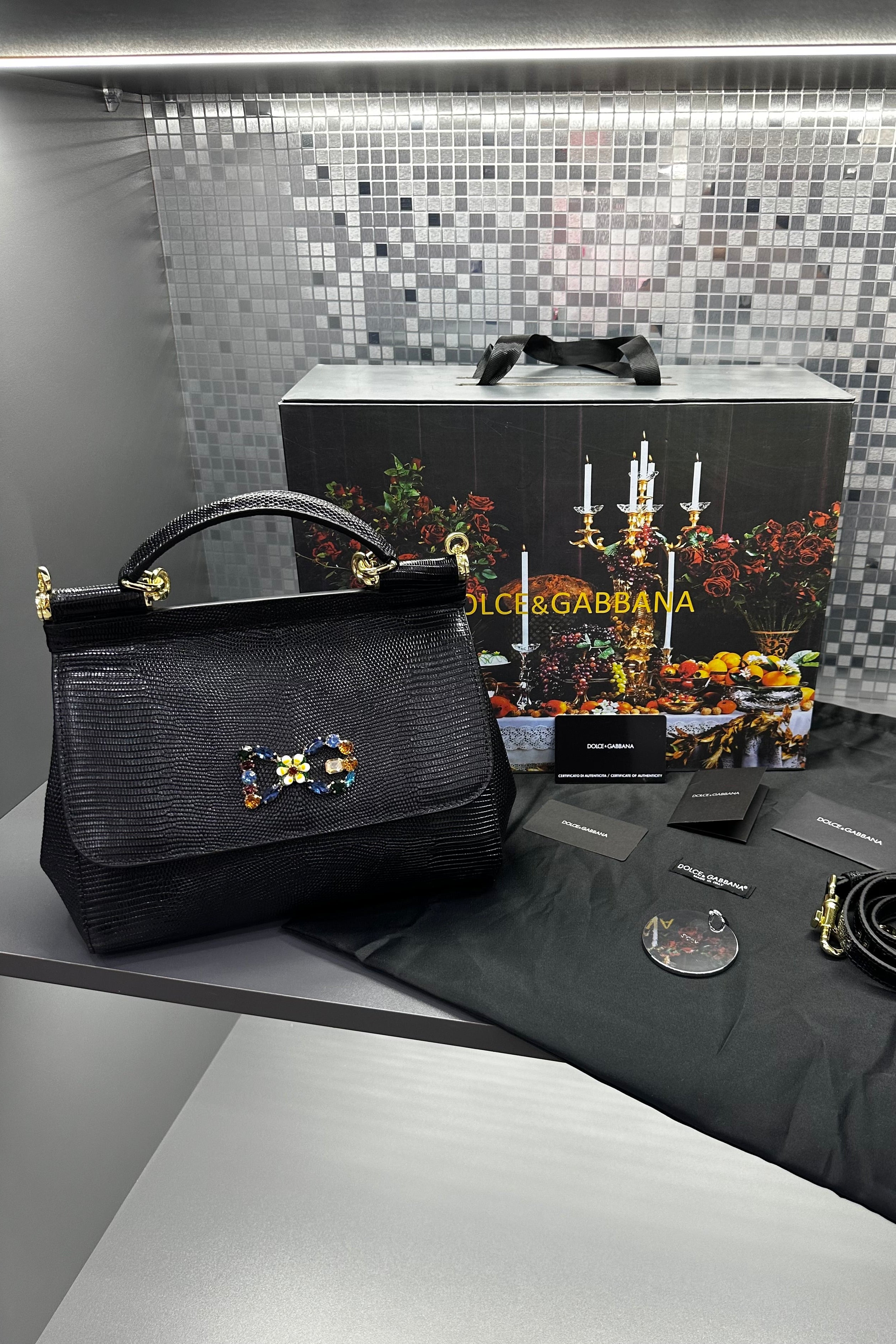 Dolce & Gabbana Medium Sicily Embossed Leather Satchel - MAGIC CITY