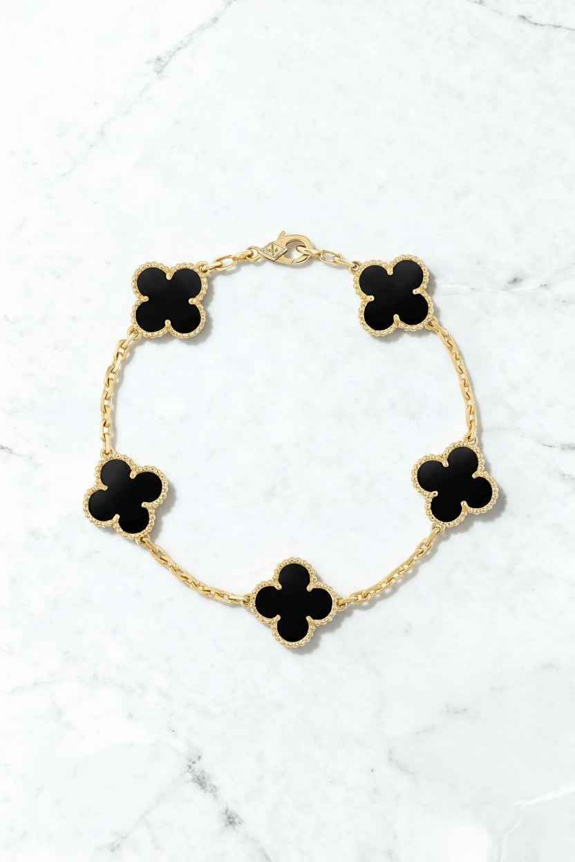 Van Cleef & Arpels Yellow Gold 5 Motif Vintage Alhambra - Stainless Steel