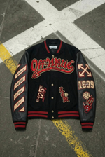Off-white X A.c. Milan Logo-appliquéd Varsity Jacket