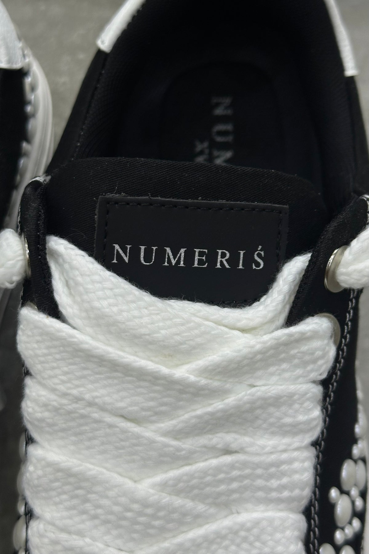 NUMERIS Low-Top Sneakers – Black Pearl Studded