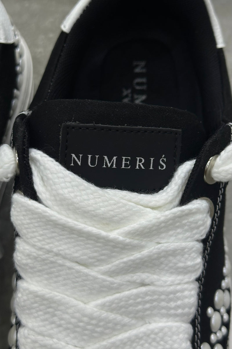 NUMERIS Low-Top Sneakers – Black Pearl Studded