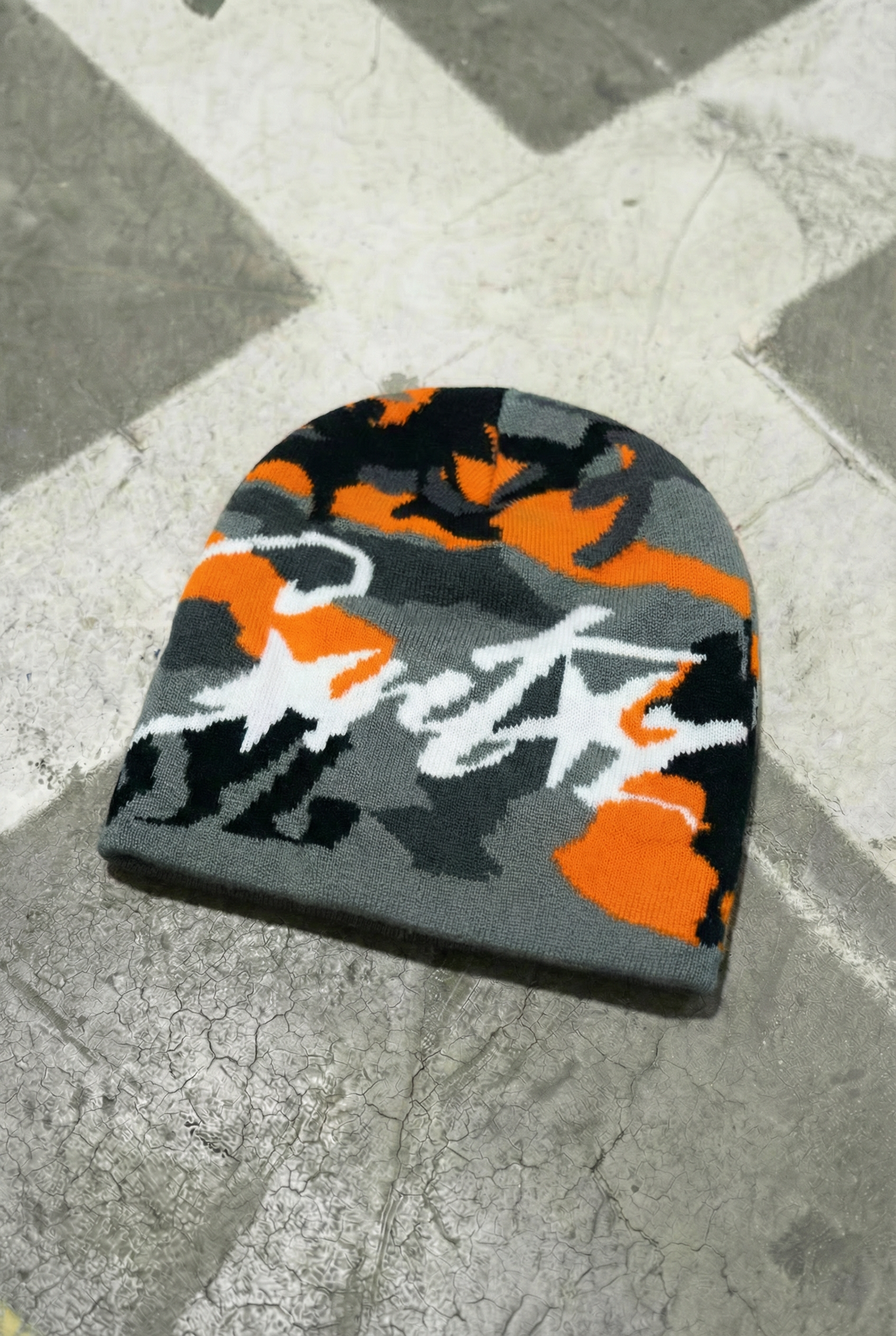 Corteiz camo beanie - Orange Black
