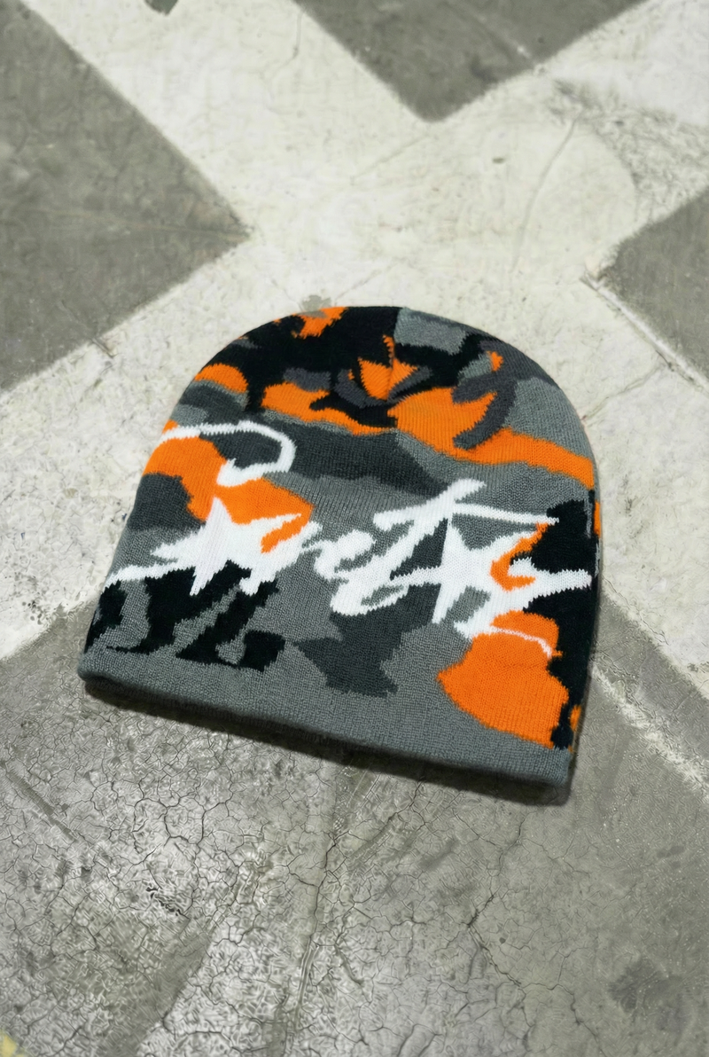 Corteiz camo beanie - Orange Black