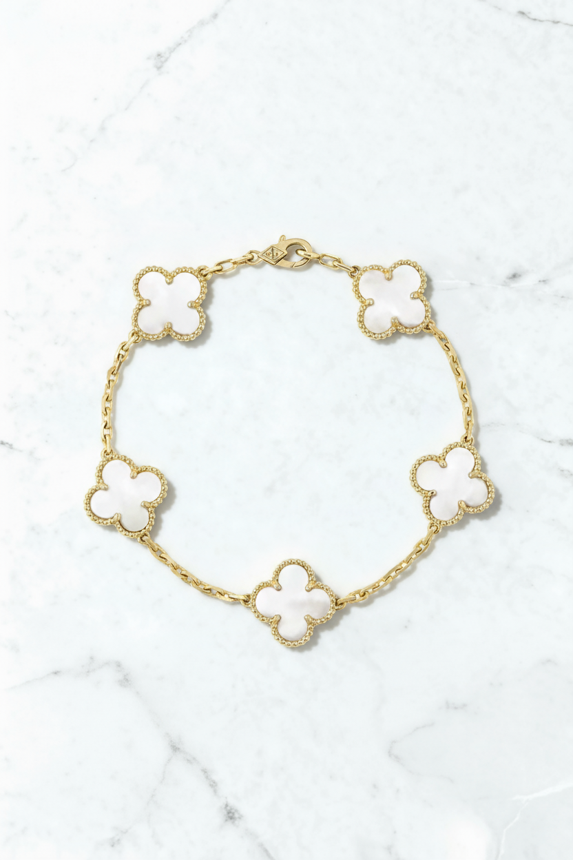 Van Cleef & Arpels Yellow Gold Black 5 Motif Vintage Alhambra - Stainless Steel