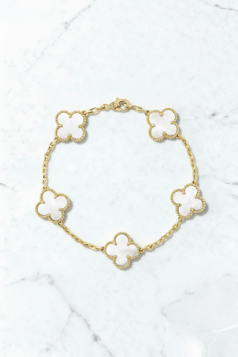 Van Cleef & Arpels Yellow Gold Black 5 Motif Vintage Alhambra - Stainless Steel