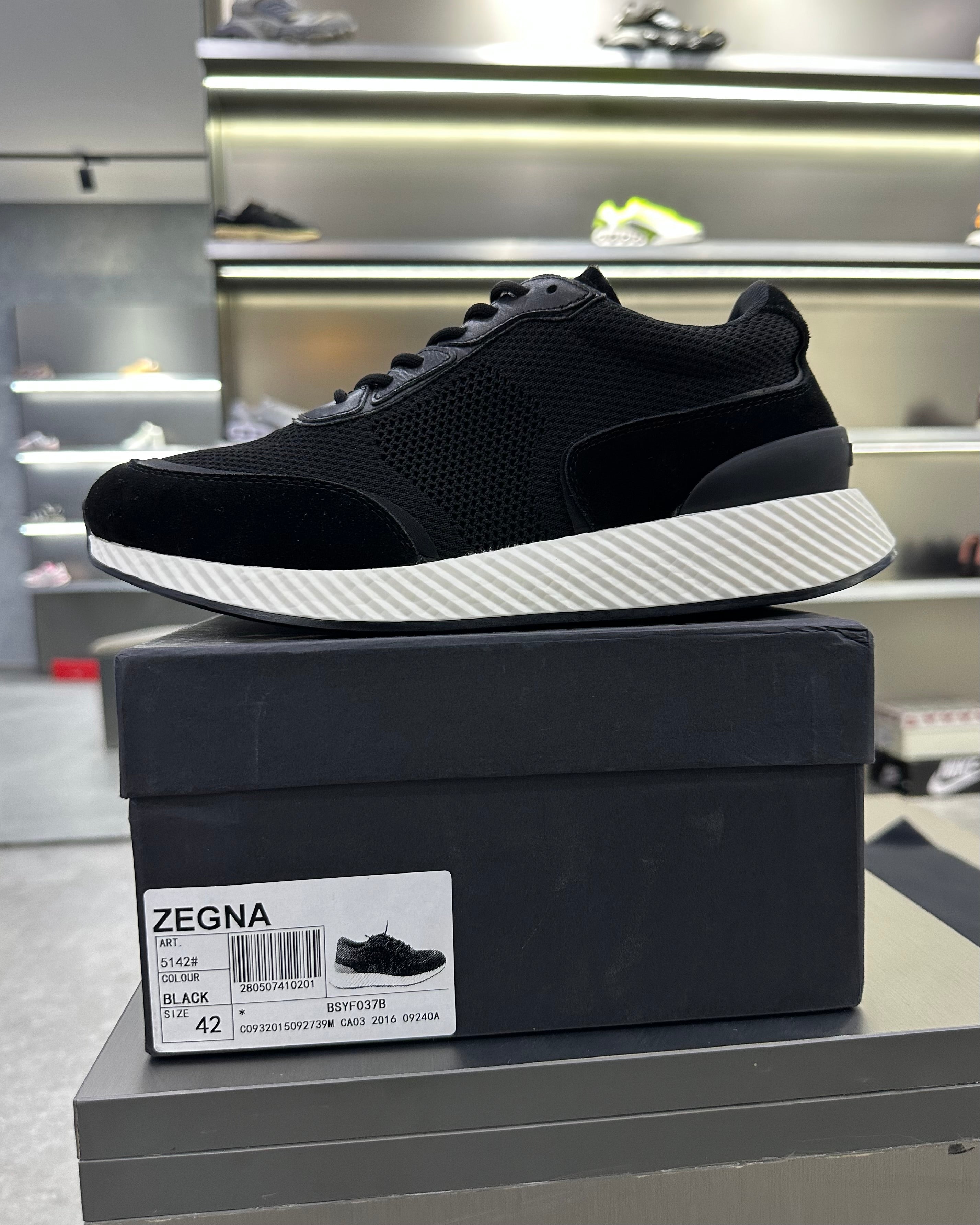 Zegna Techmerino Wool Sneakers - Black