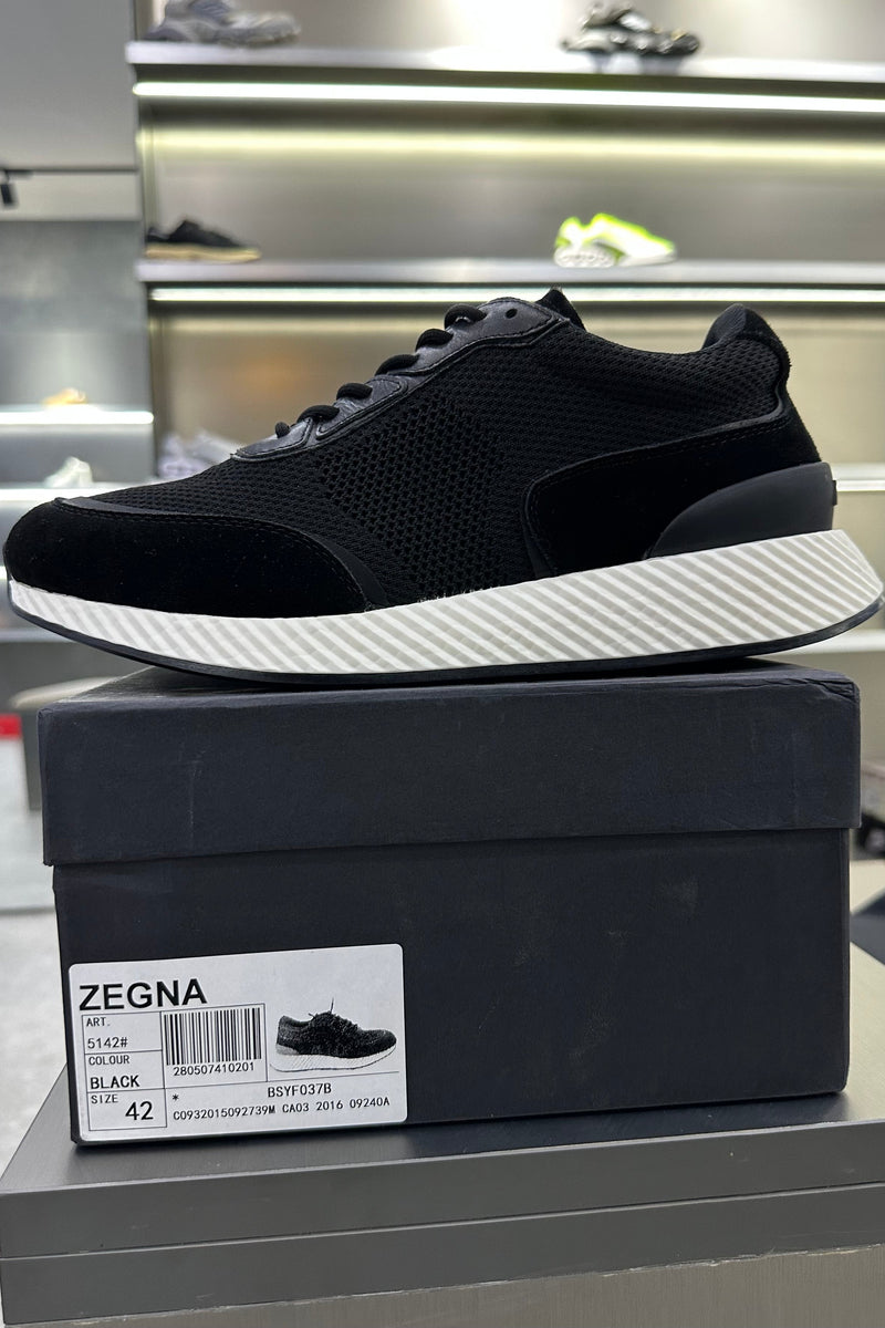 Zegna Techmerino Wool Sneakers - Black - MAGIC CITY