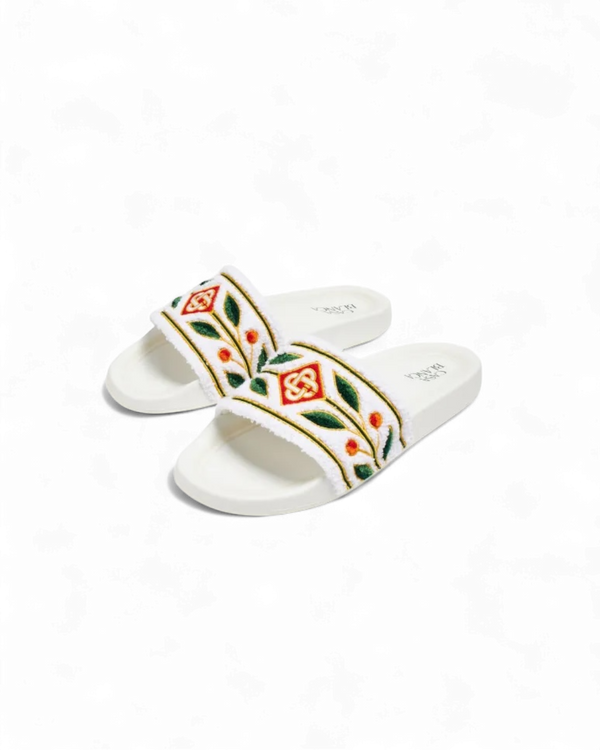 Casablanca Paris Embroidered terry slide White