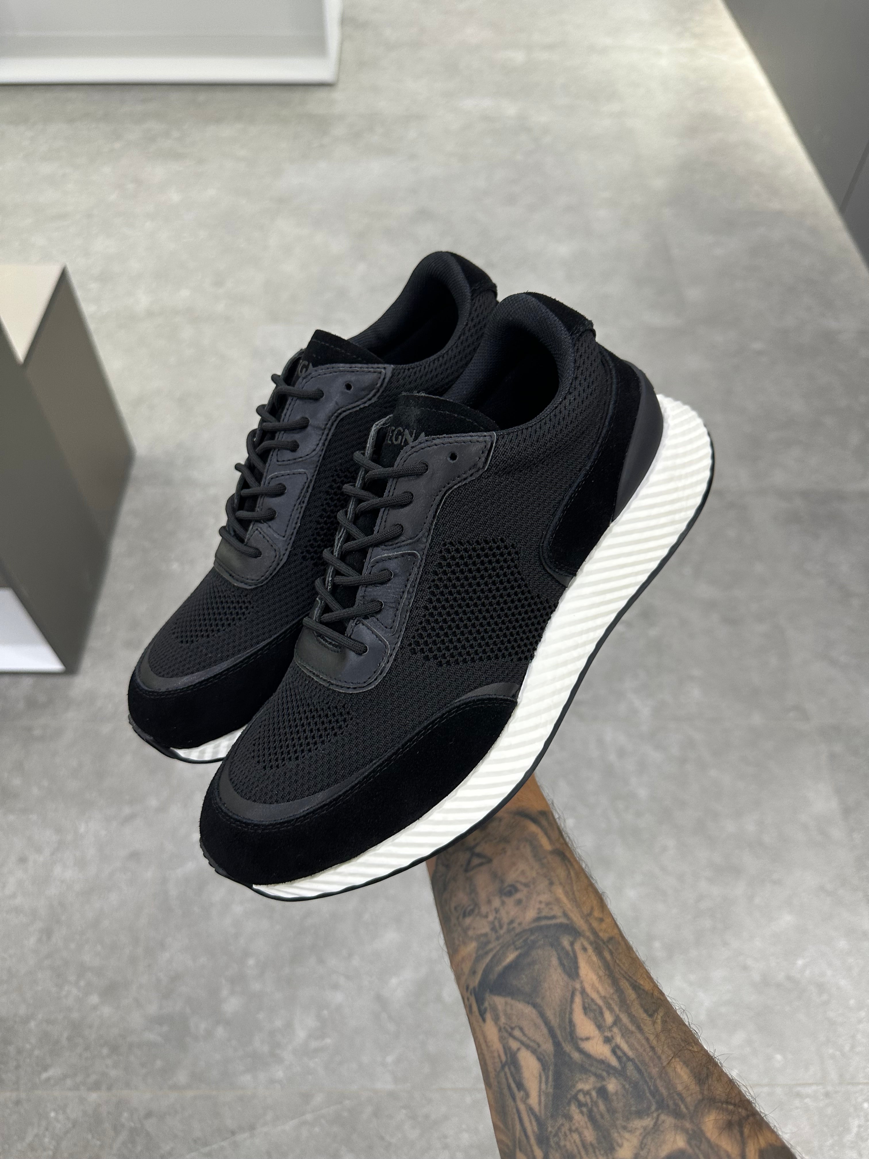 Zegna Techmerino Wool Sneakers - Black