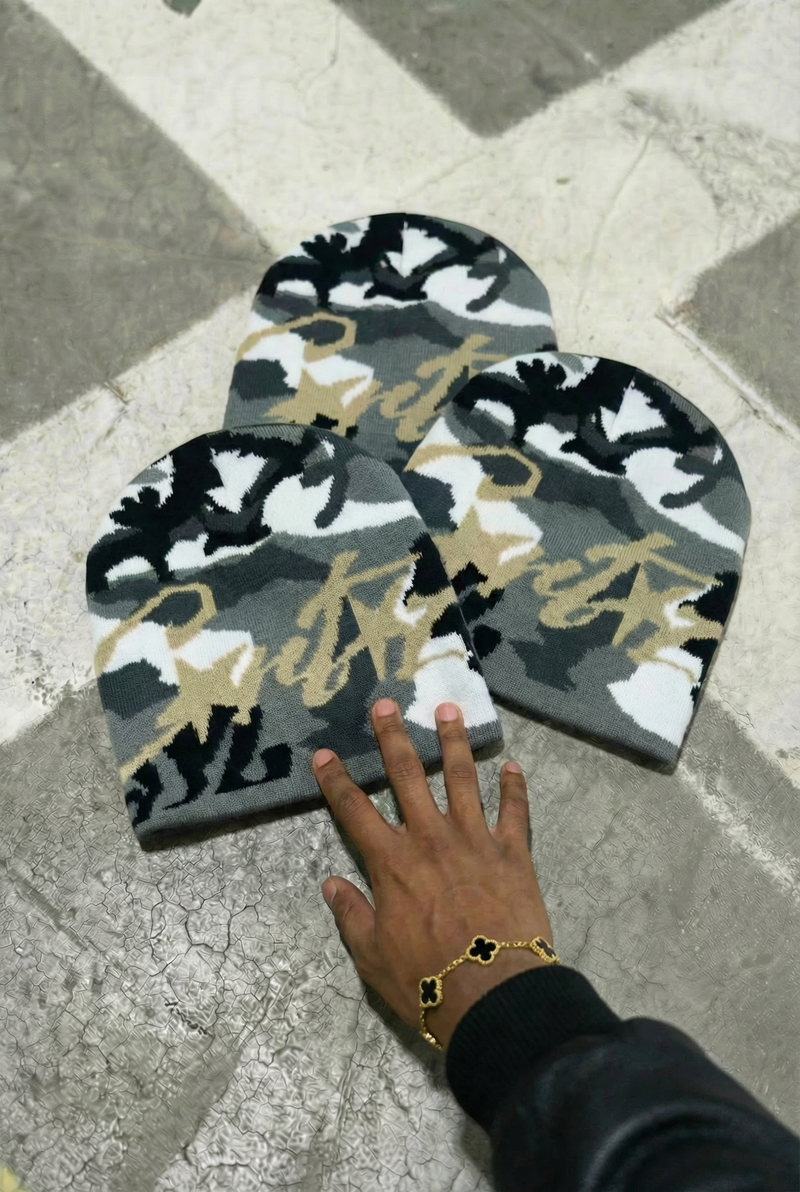 Corteiz camo beanie - Grey Black